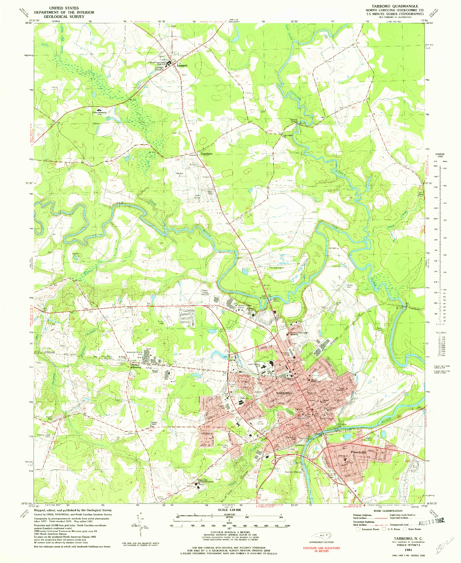 USGS 1:24000-SCALE QUADRANGLE FOR TARBORO, NC 1981