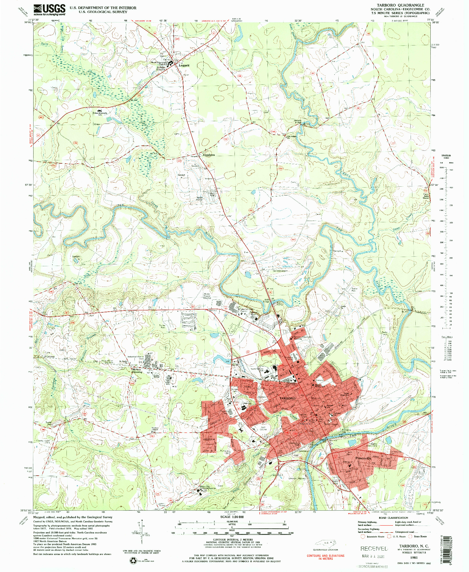 USGS 1:24000-SCALE QUADRANGLE FOR TARBORO, NC 1981