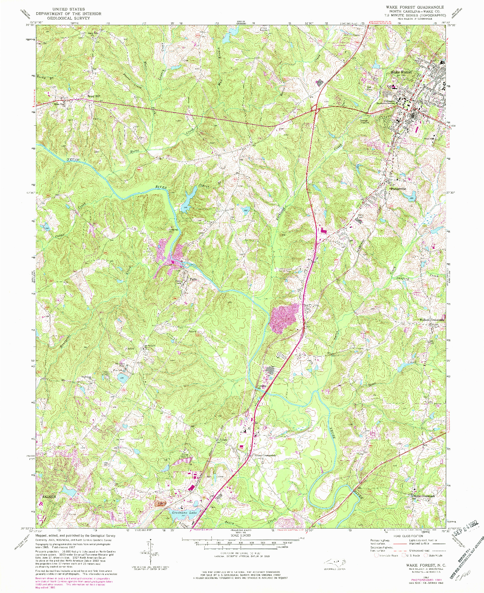 USGS 1:24000-SCALE QUADRANGLE FOR WAKE FOREST, NC 1967