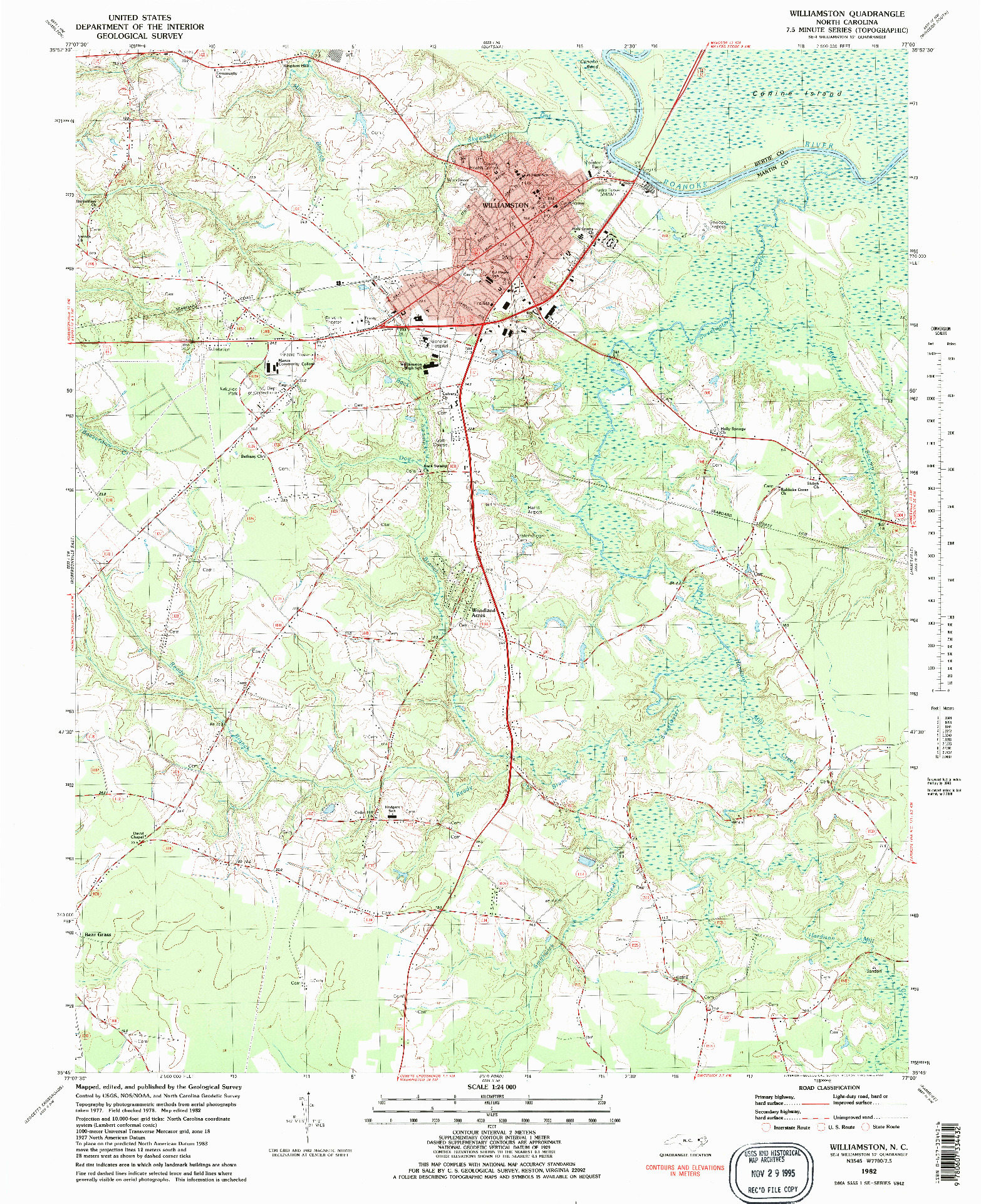 USGS 1:24000-SCALE QUADRANGLE FOR WILLIAMSTON, NC 1982
