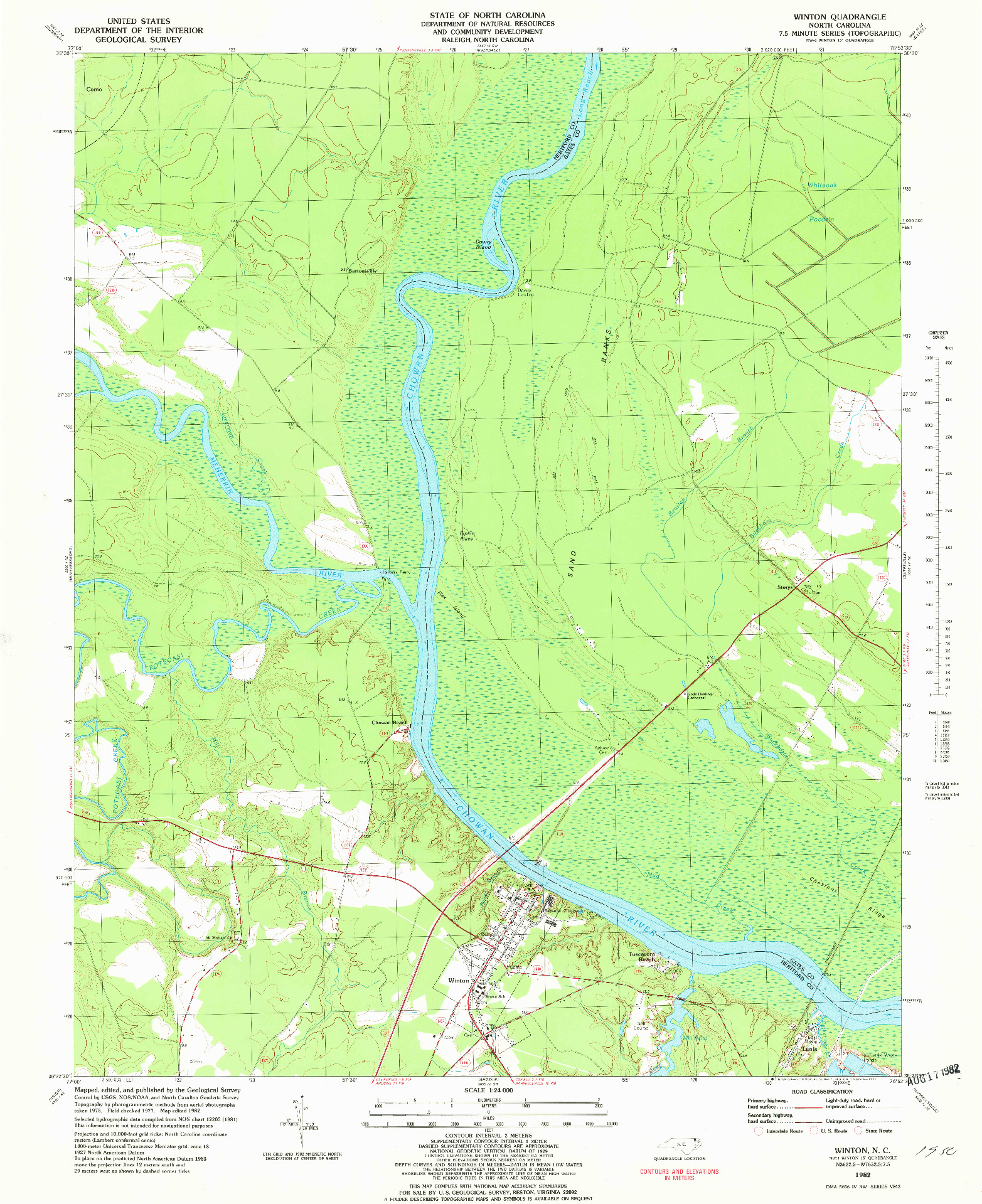 USGS 1:24000-SCALE QUADRANGLE FOR WINTON, NC 1982