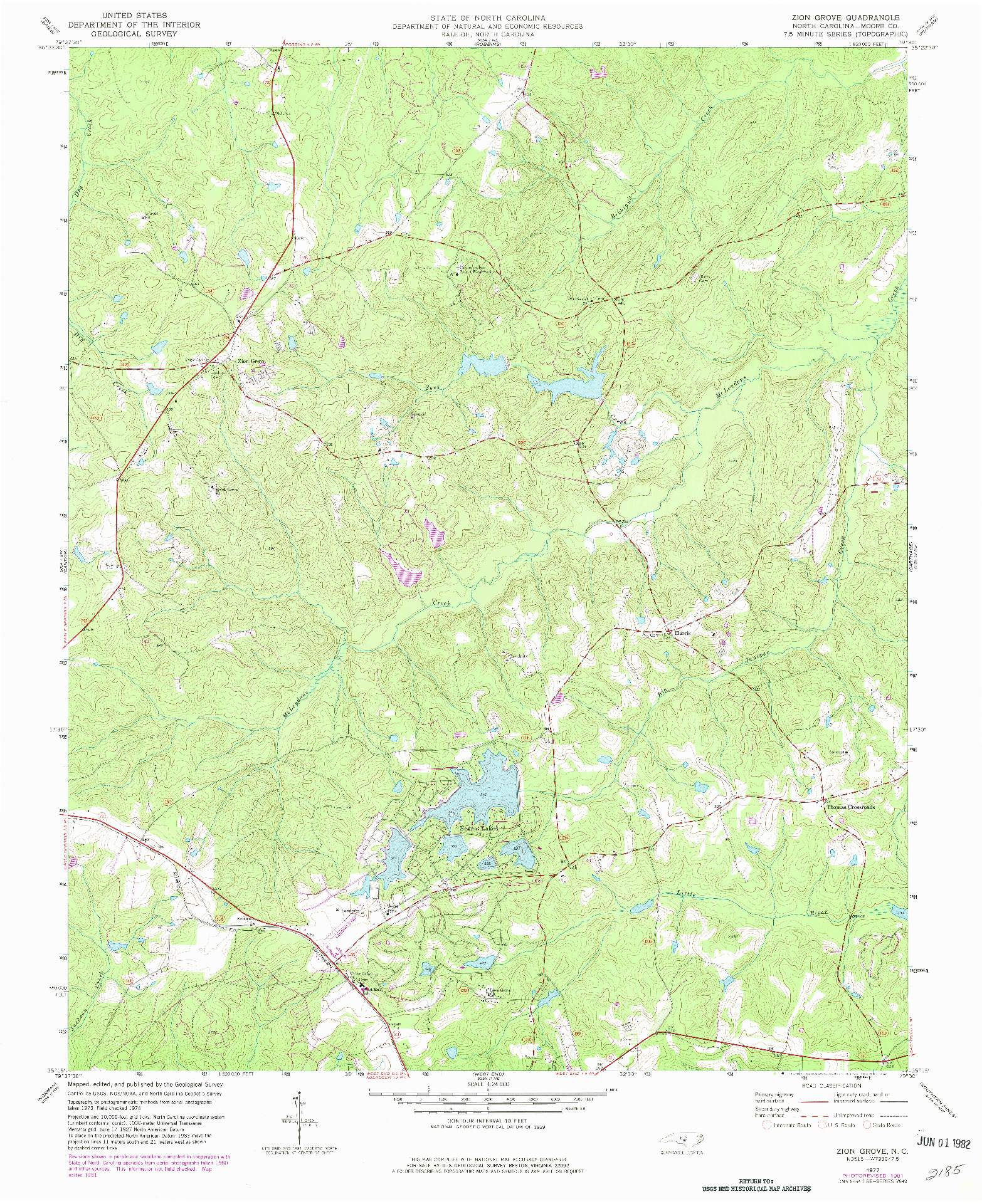 USGS 1:24000-SCALE QUADRANGLE FOR ZION GROVE, NC 1977