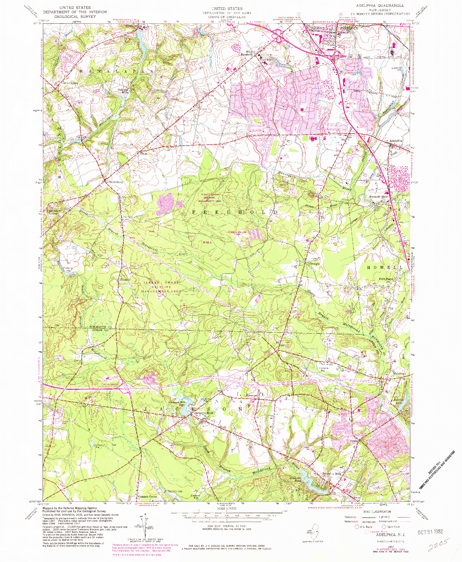 USGS 1:24000-SCALE QUADRANGLE FOR ADELPHIA, NJ 1957