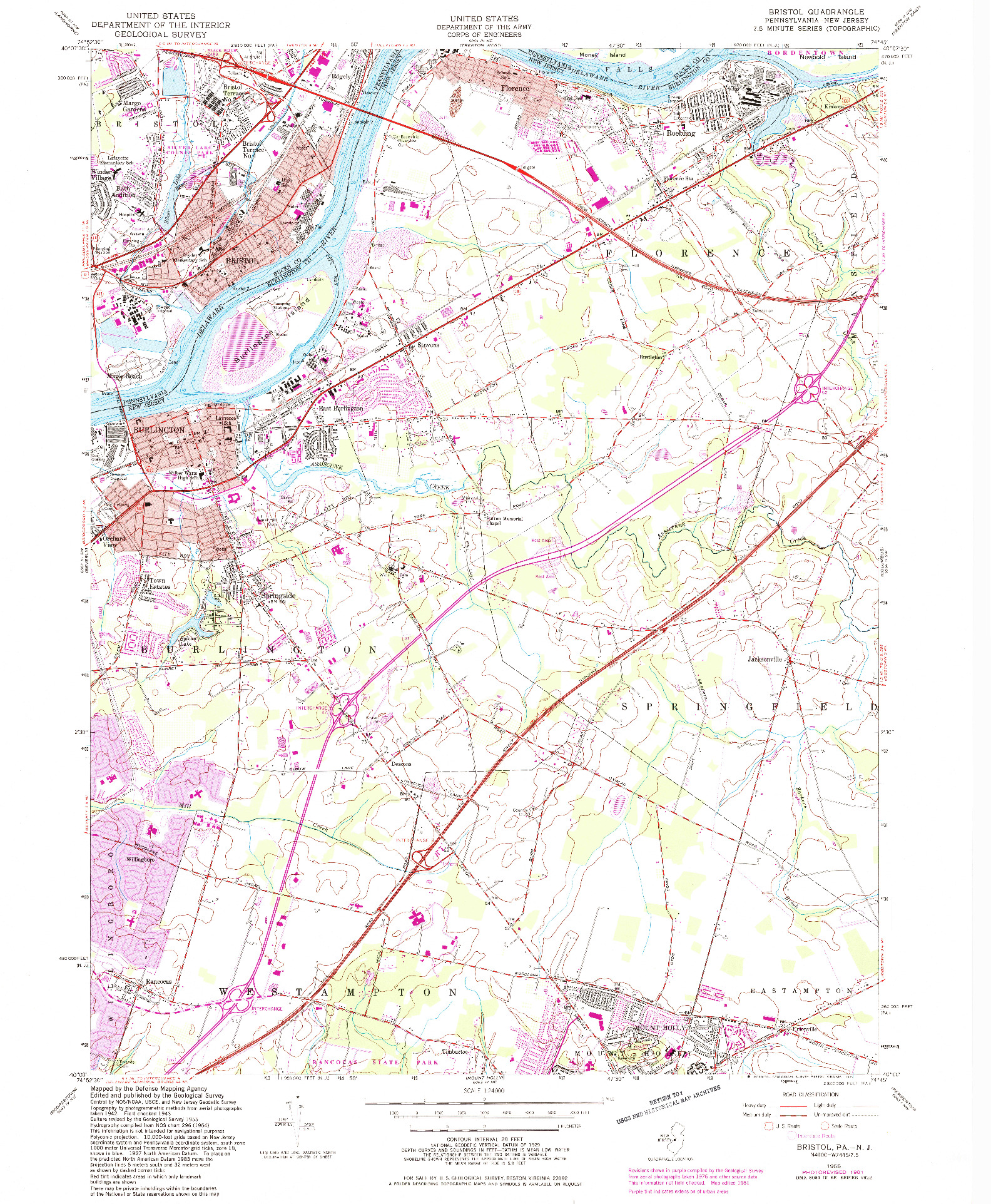 USGS 1:24000-SCALE QUADRANGLE FOR BRISTOL, NJ 1955