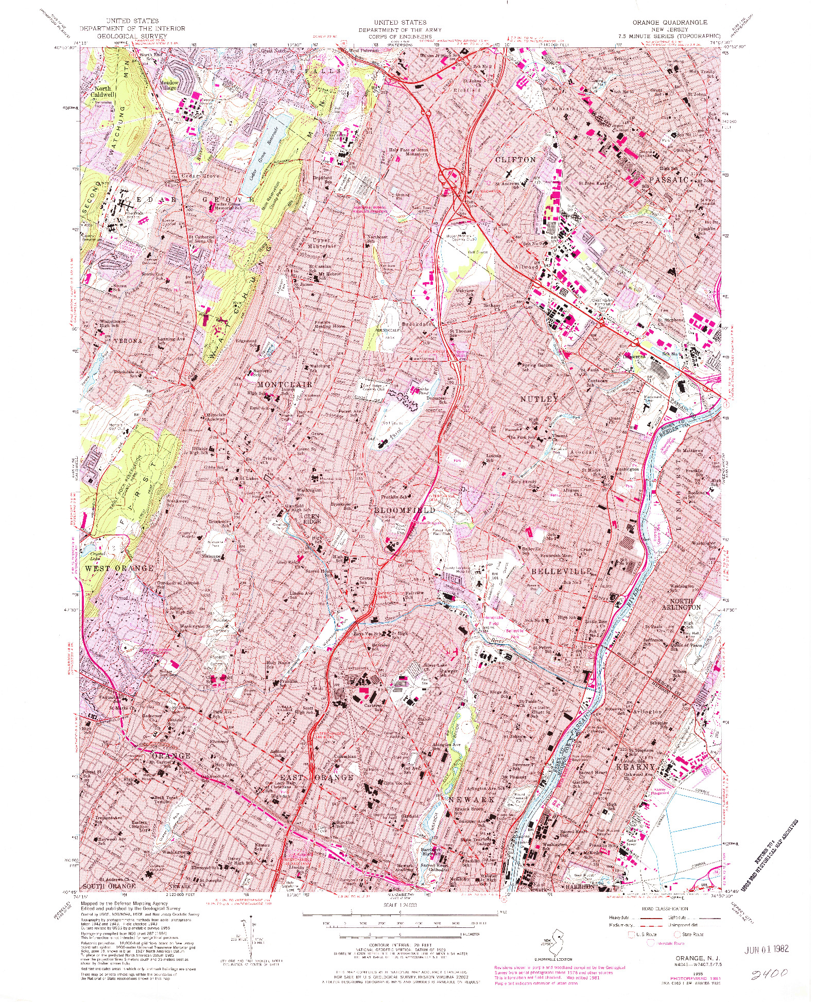 USGS 1:24000-SCALE QUADRANGLE FOR ORANGE, NJ 1955