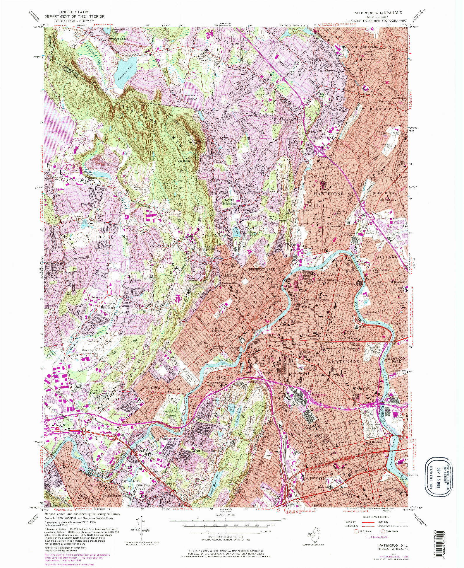 USGS 1:24000-SCALE QUADRANGLE FOR PATERSON, NJ 1955