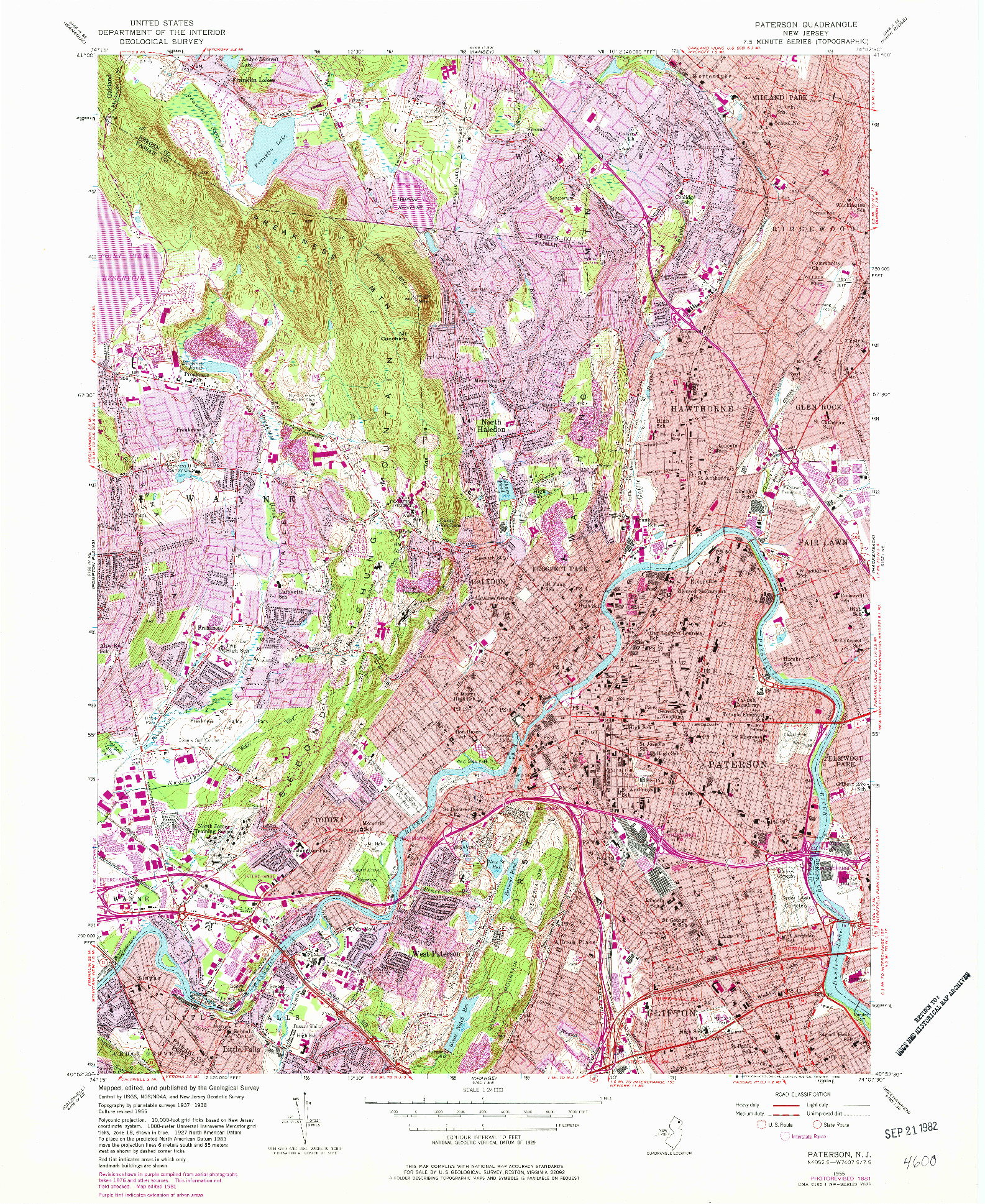 USGS 1:24000-SCALE QUADRANGLE FOR PATERSON, NJ 1955