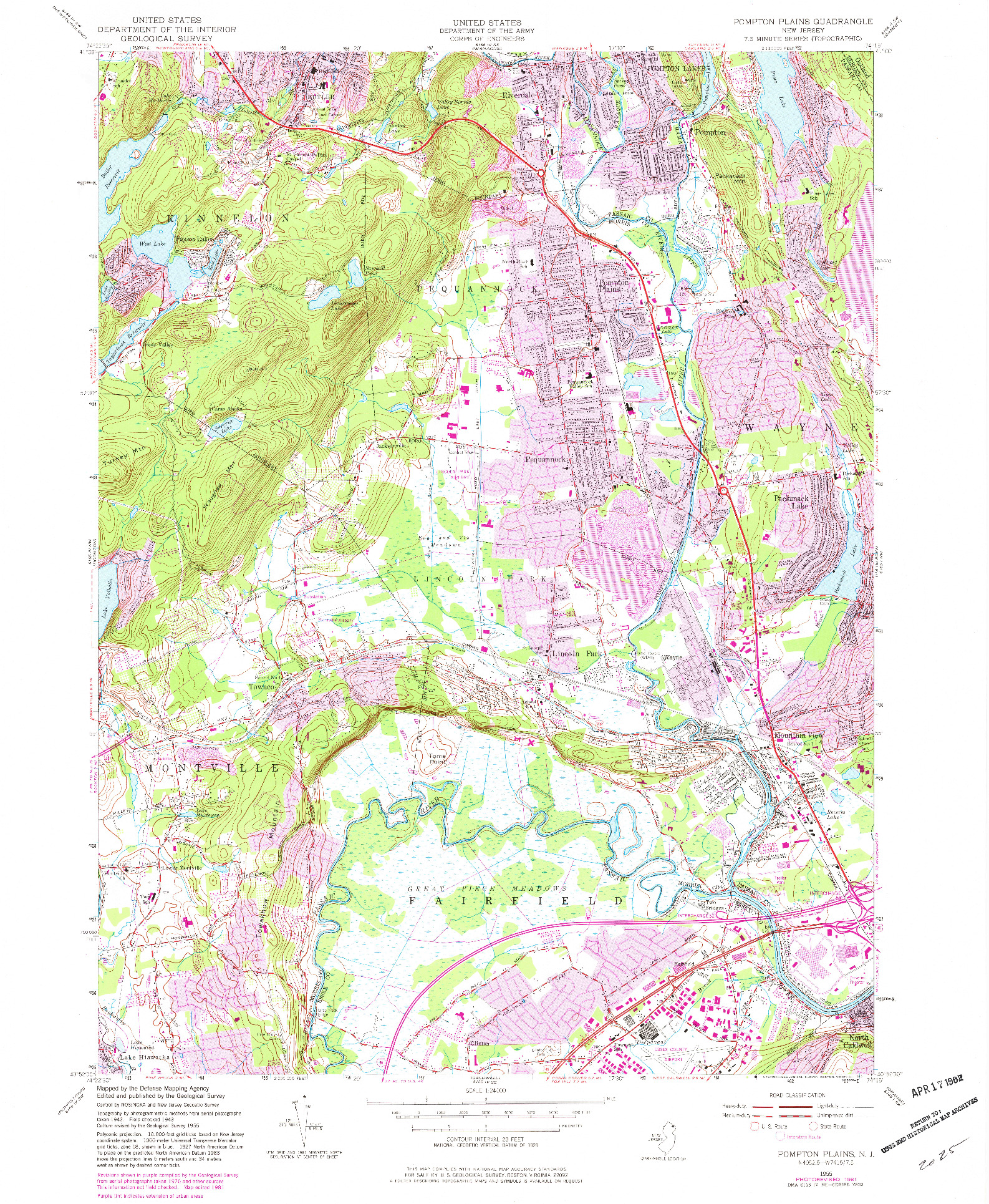 USGS 1:24000-SCALE QUADRANGLE FOR POMPTON PLAINS, NJ 1955