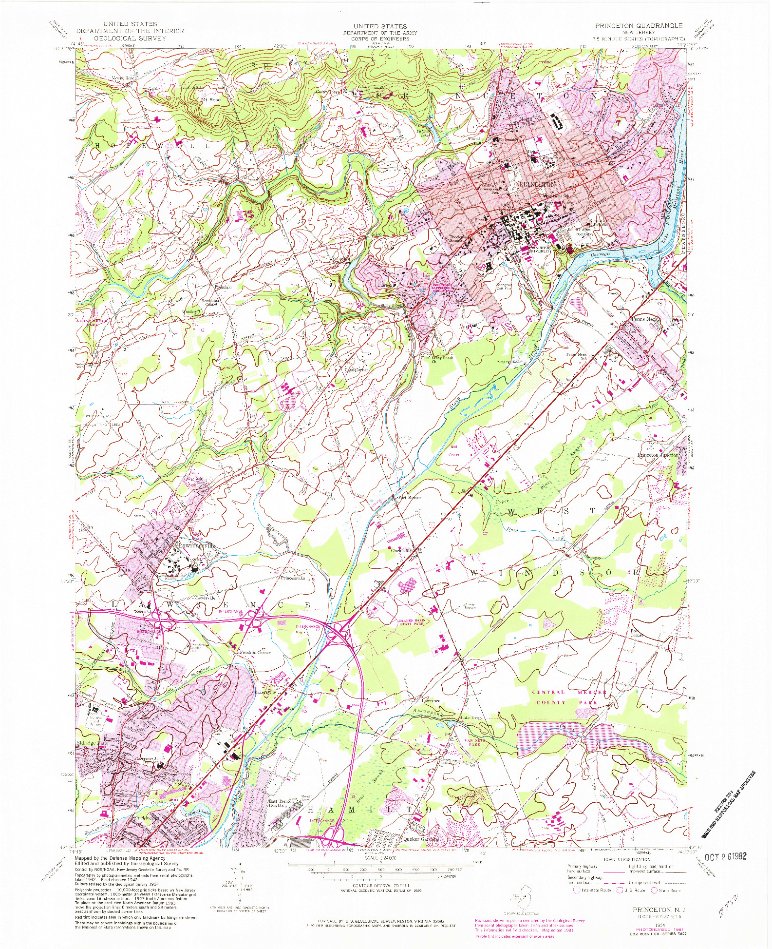 USGS 1:24000-SCALE QUADRANGLE FOR PRINCETON, NJ 1954