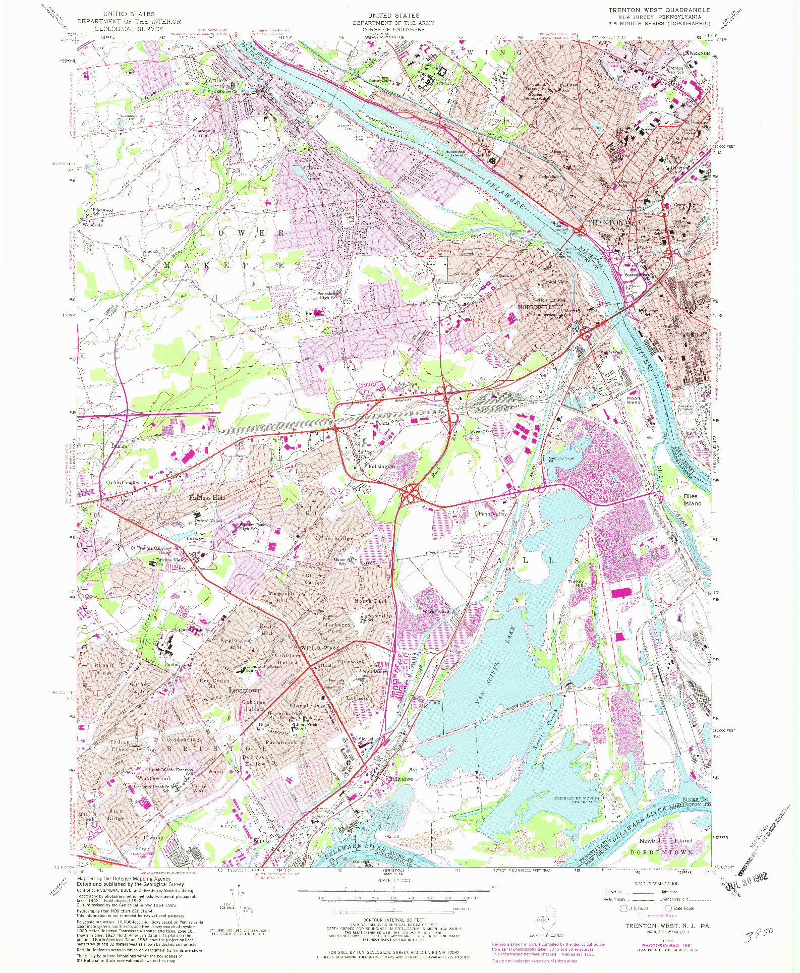 USGS 1:24000-SCALE QUADRANGLE FOR TRENTON WEST, NJ 1955