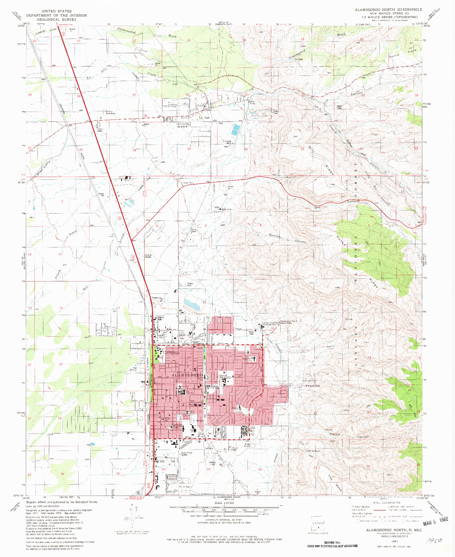 USGS 1:24000-SCALE QUADRANGLE FOR ALAMOGORDO NORTH, NM 1981