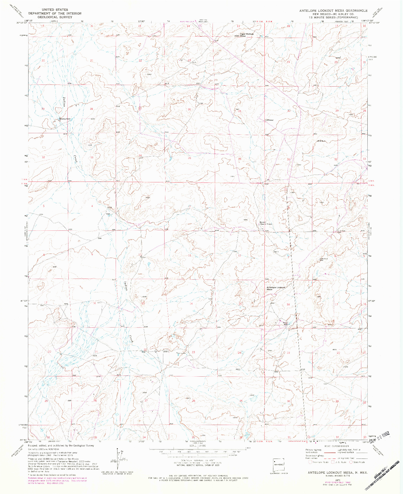 USGS 1:24000-SCALE QUADRANGLE FOR ANTELOPE LOOKOUT MESA, NM 1970