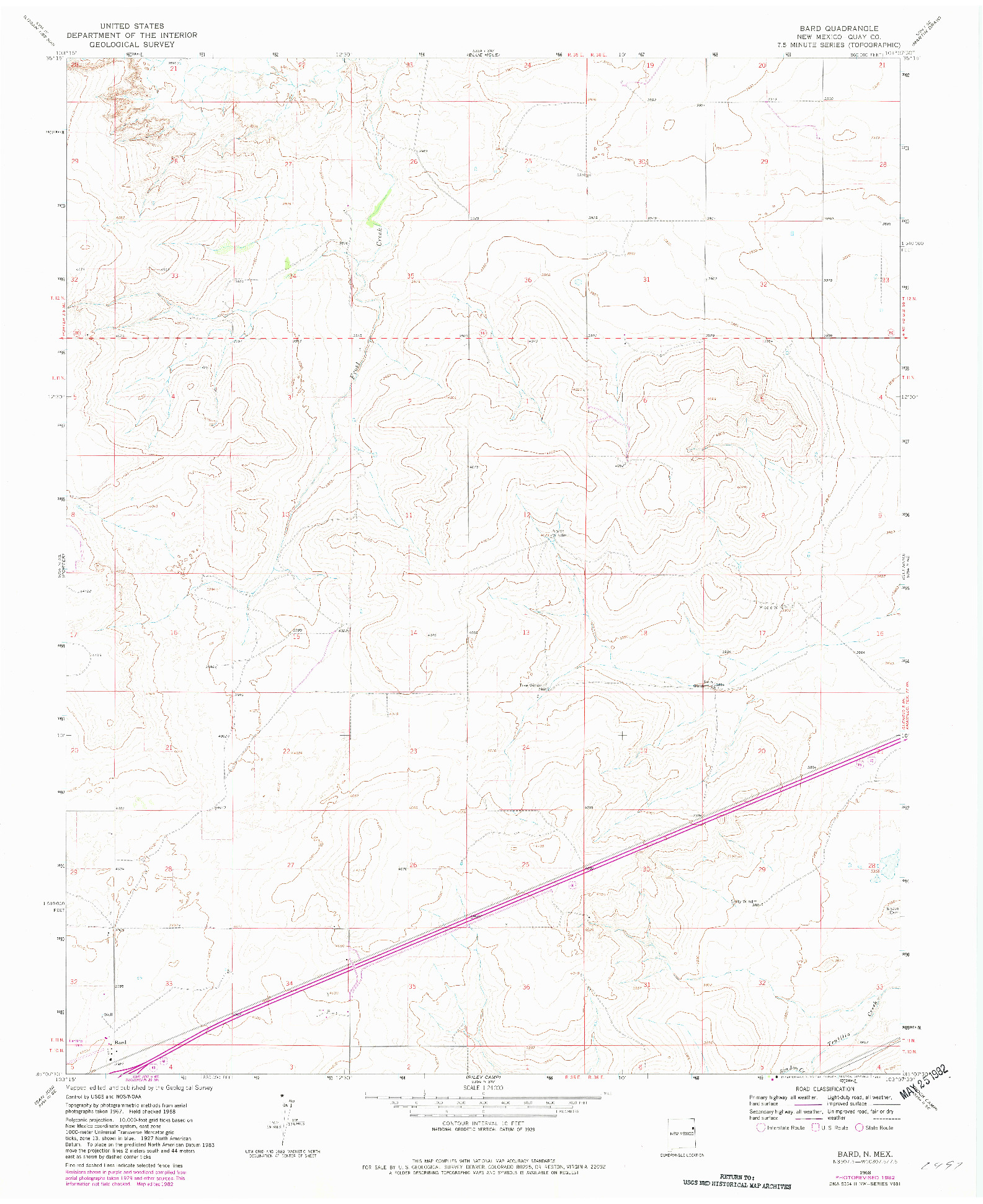 USGS 1:24000-SCALE QUADRANGLE FOR BARD, NM 1968