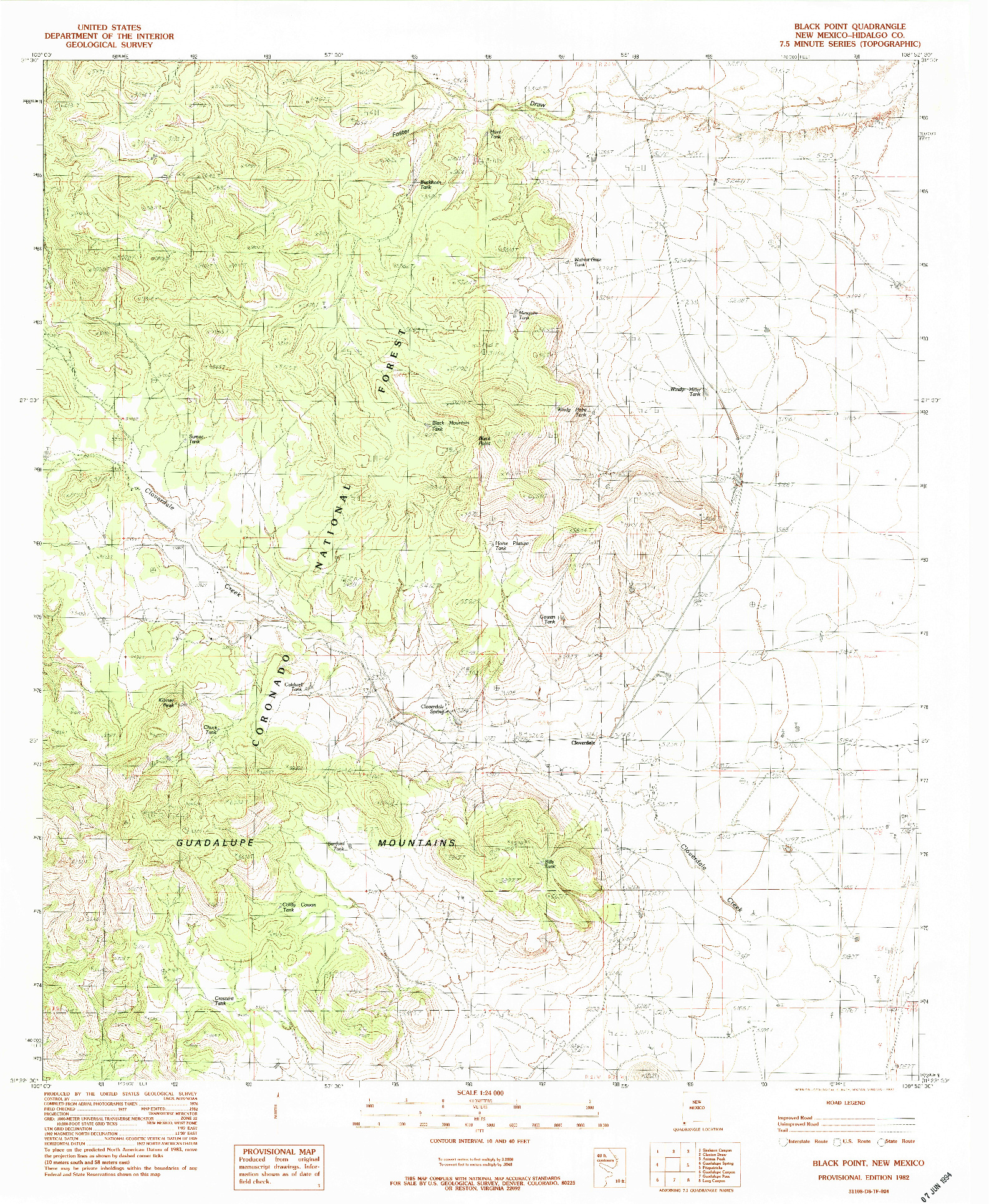 USGS 1:24000-SCALE QUADRANGLE FOR BLACK POINT, NM 1982