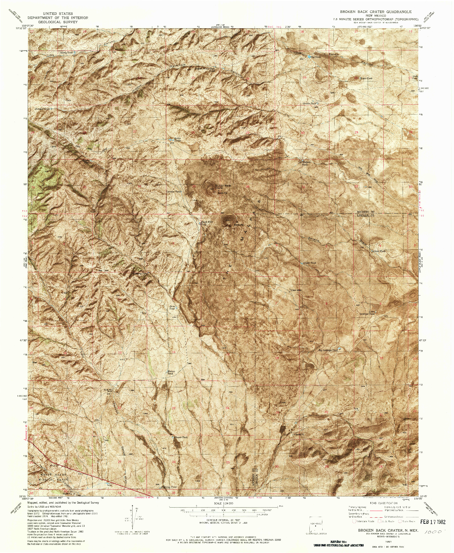 USGS 1:24000-SCALE QUADRANGLE FOR BROKEN BACK CRATER, NM 1981