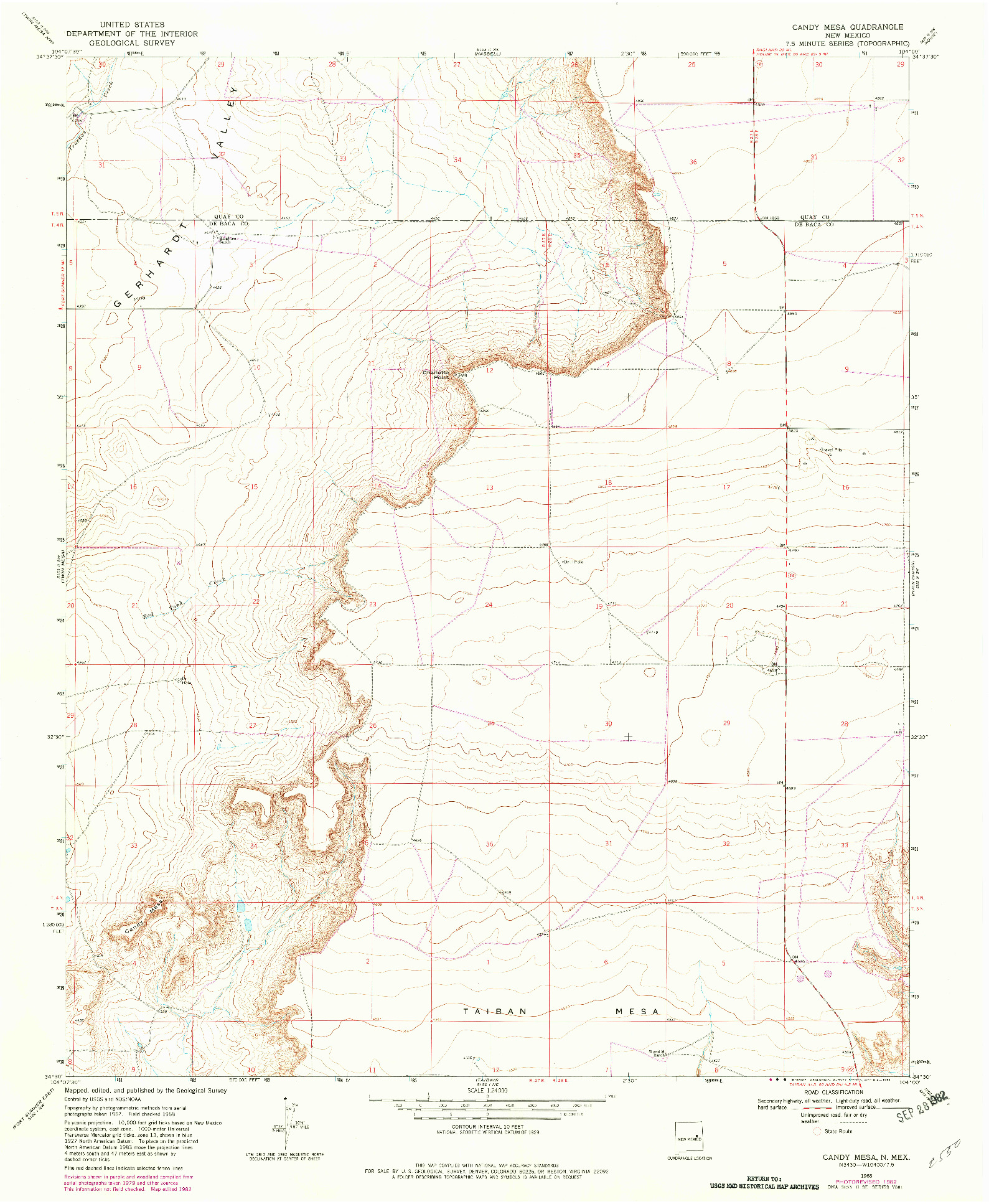 USGS 1:24000-SCALE QUADRANGLE FOR CANDY MESA, NM 1968
