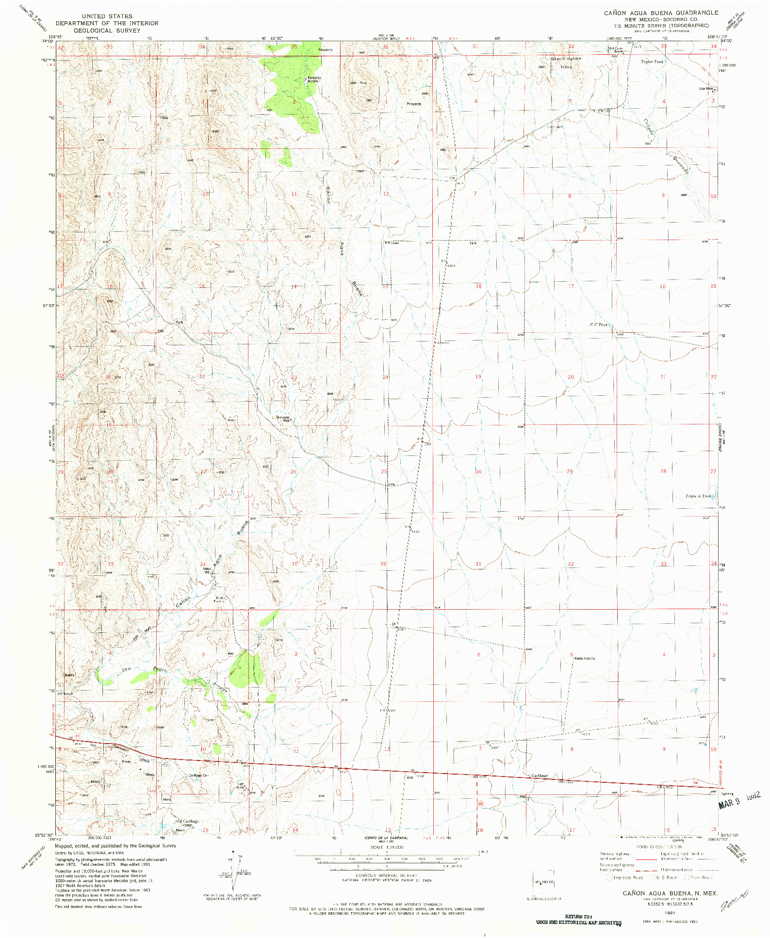 USGS 1:24000-SCALE QUADRANGLE FOR CANON AGUA BUENA, NM 1981