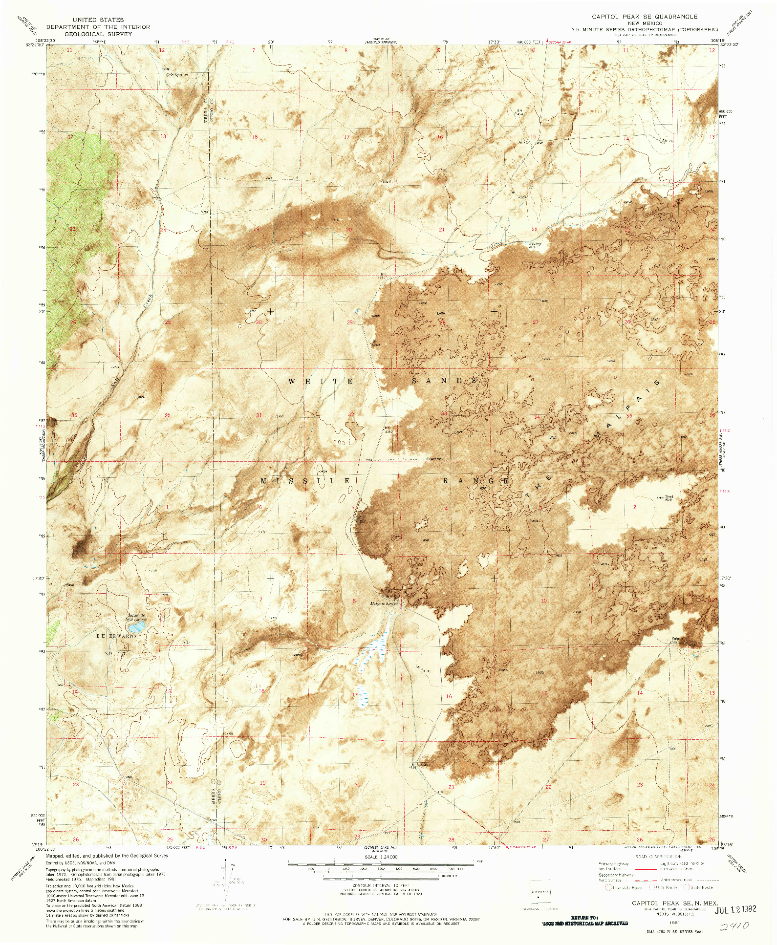 USGS 1:24000-SCALE QUADRANGLE FOR CAPITOL PEAK SE, NM 1981