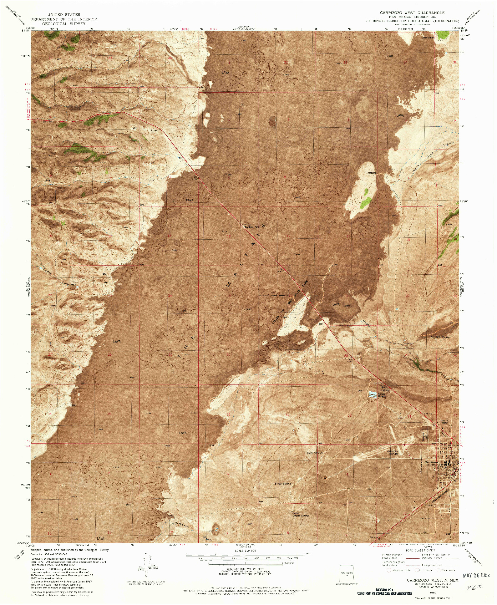 USGS 1:24000-SCALE QUADRANGLE FOR CARRIZOZO WEST, NM 1982