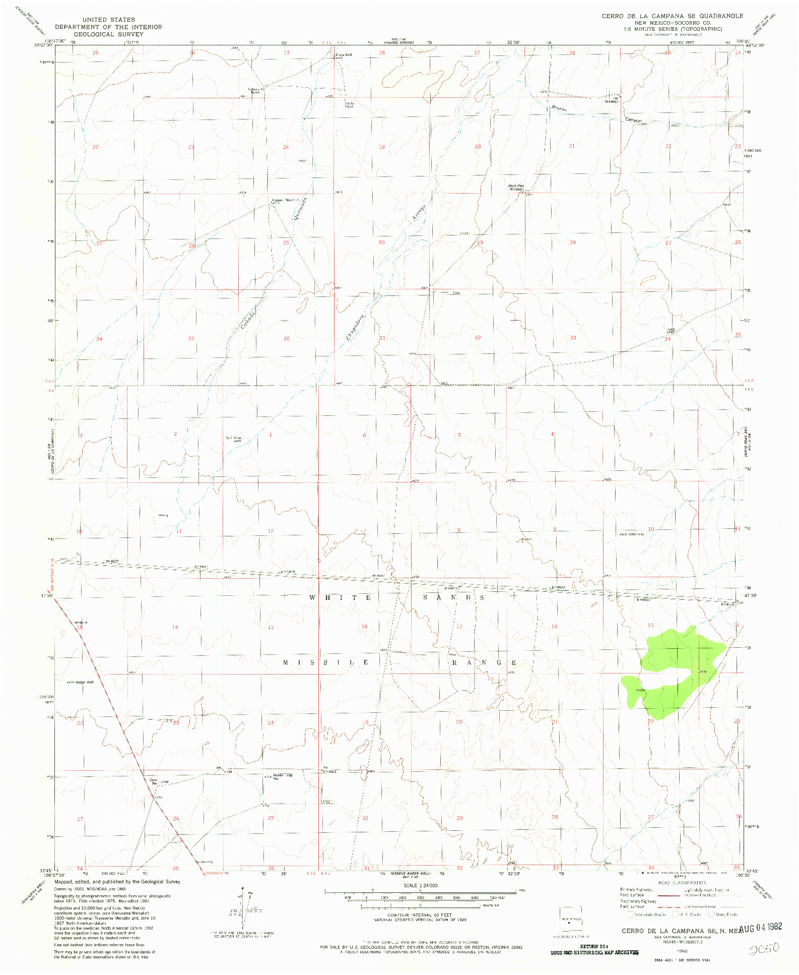 USGS 1:24000-SCALE QUADRANGLE FOR CERRO DE LA CAMPANA SE, NM 1982