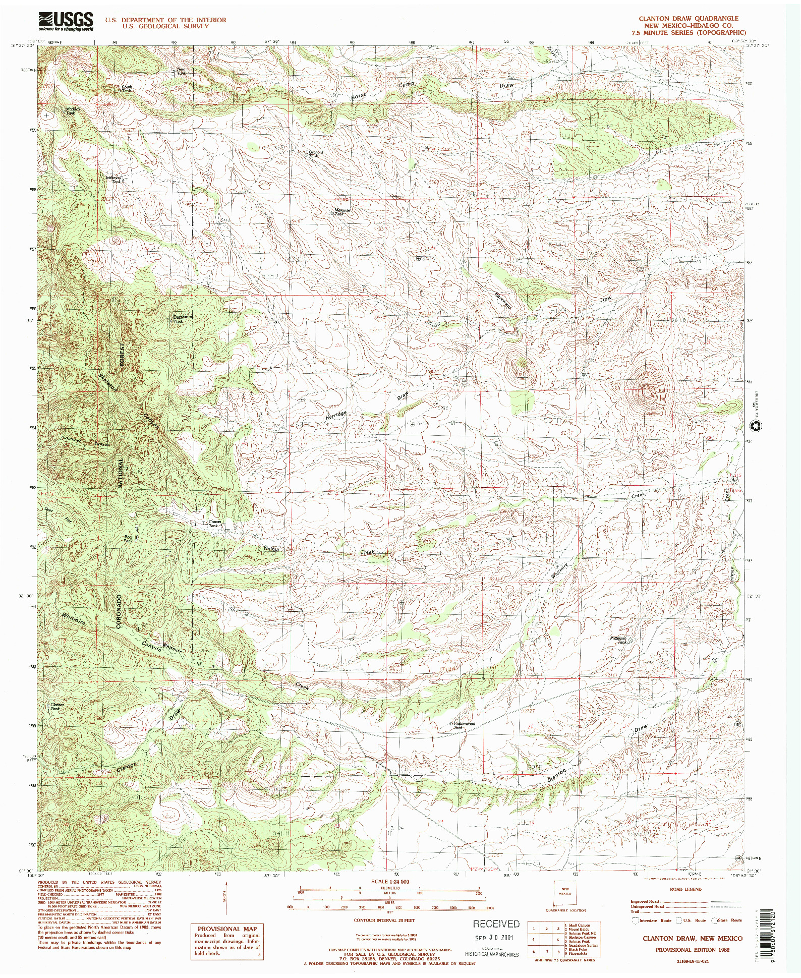 USGS 1:24000-SCALE QUADRANGLE FOR CLANTON DRAW, NM 1982