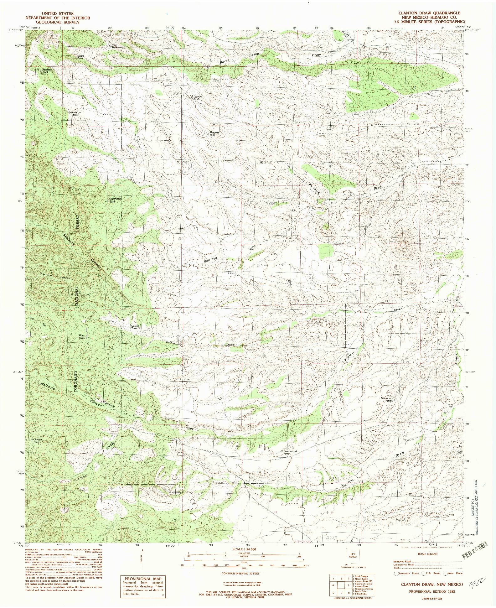 USGS 1:24000-SCALE QUADRANGLE FOR CLANTON DRAW, NM 1982