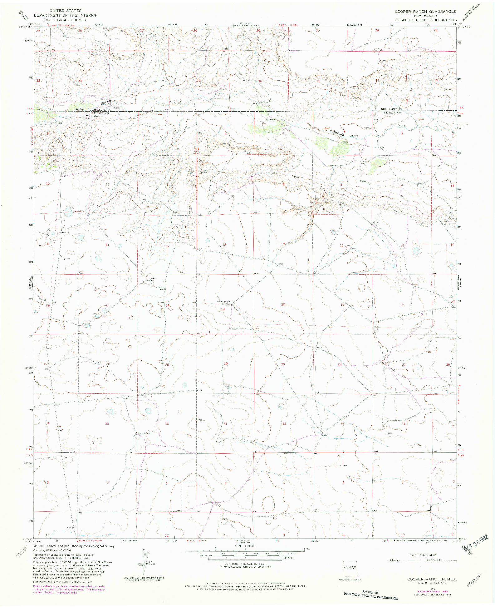 USGS 1:24000-SCALE QUADRANGLE FOR COOPER RANCH, NM 1966