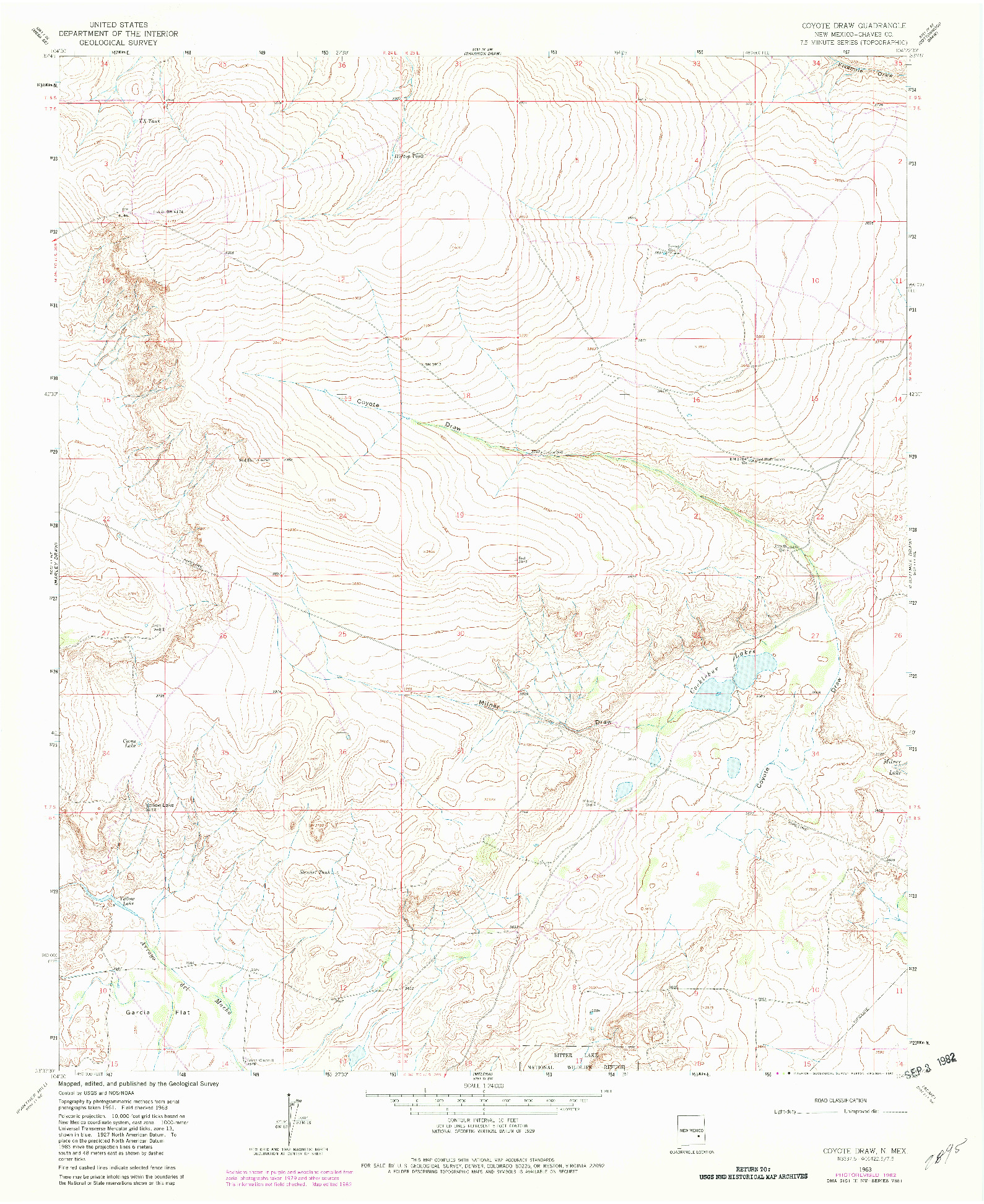 USGS 1:24000-SCALE QUADRANGLE FOR COYOTE DRAW, NM 1963