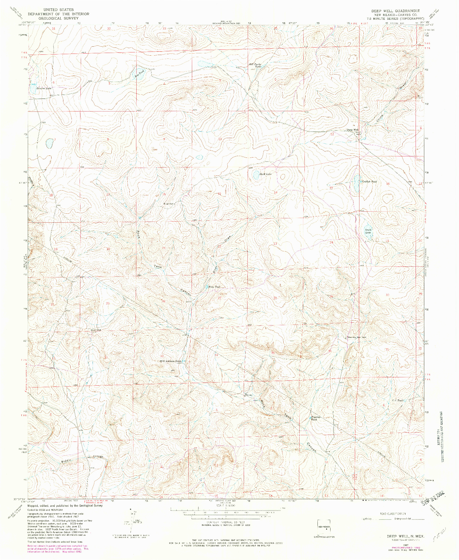 USGS 1:24000-SCALE QUADRANGLE FOR DEEP WELL, NM 1967