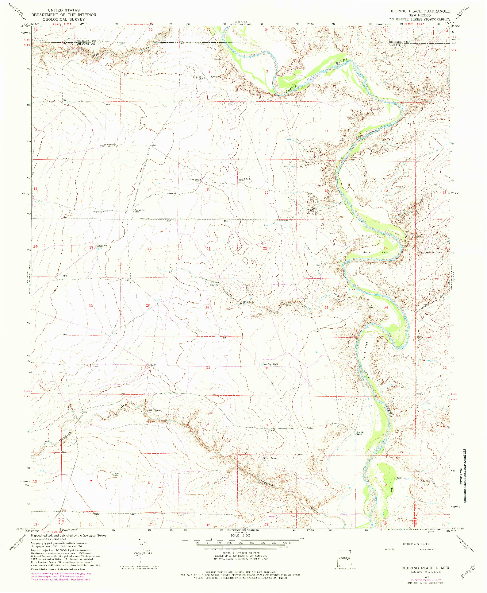 USGS 1:24000-SCALE QUADRANGLE FOR DEERING PLACE, NM 1967