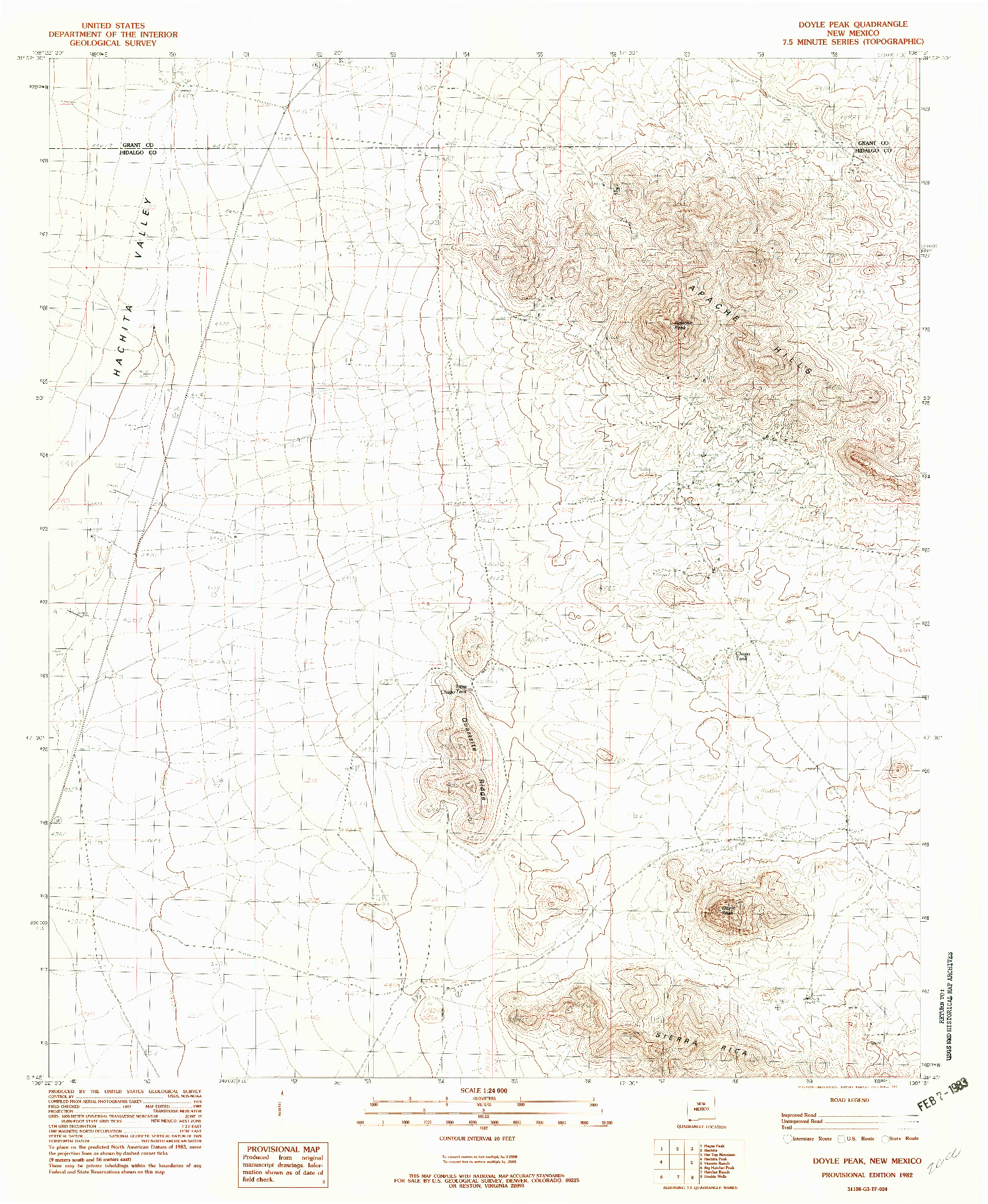 USGS 1:24000-SCALE QUADRANGLE FOR DOYLE PEAK, NM 1982