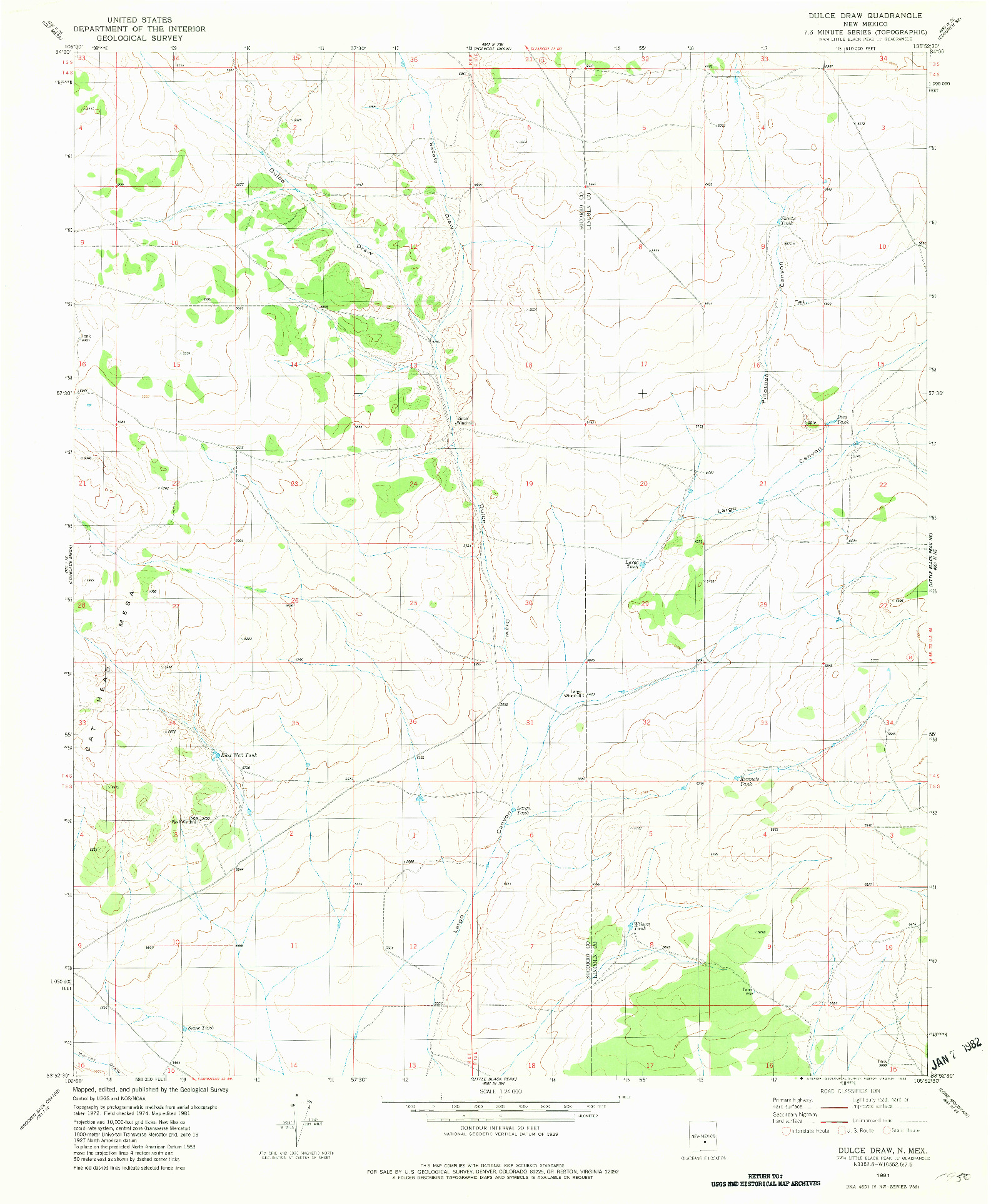 USGS 1:24000-SCALE QUADRANGLE FOR DULCE DRAW, NM 1981