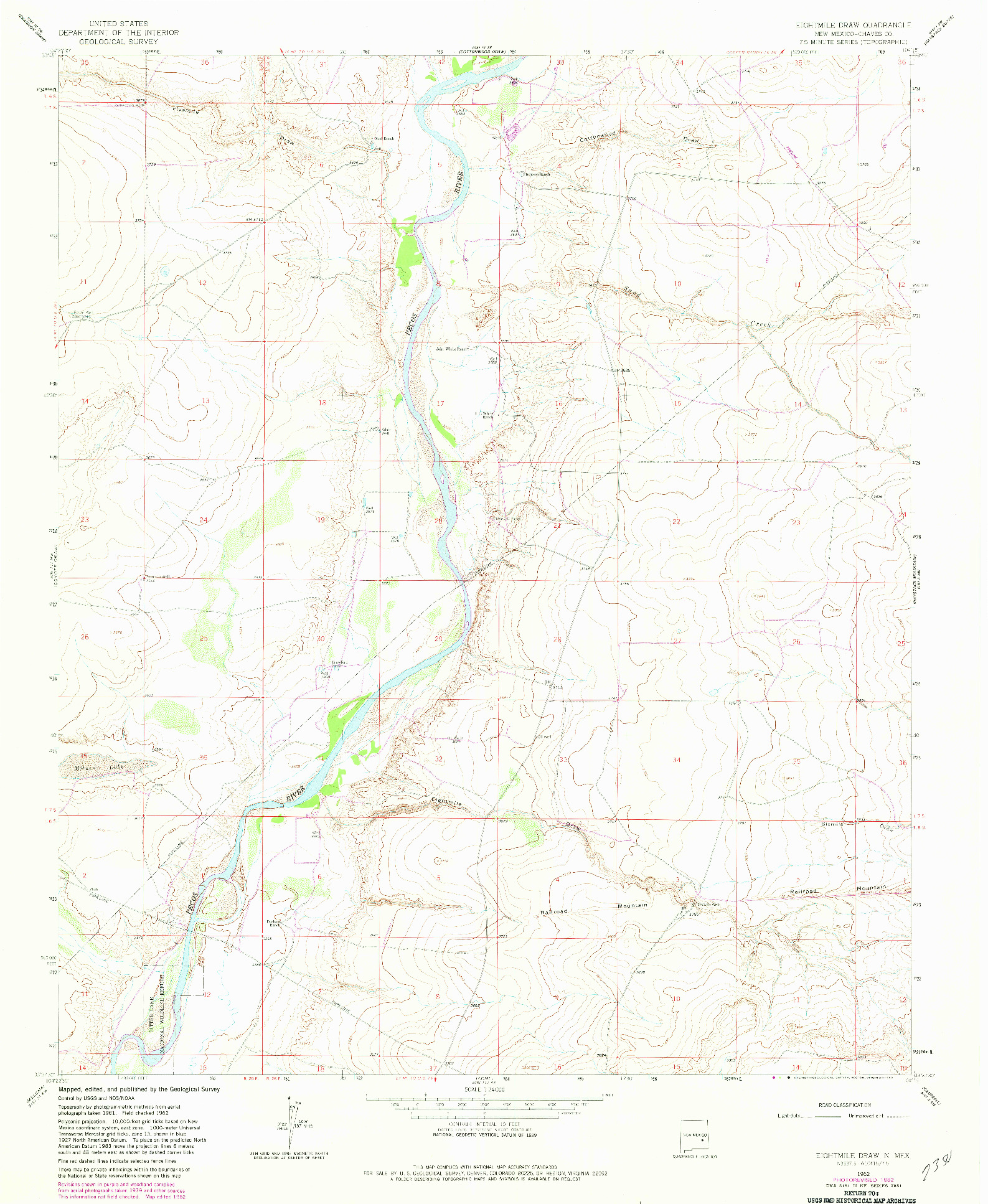 USGS 1:24000-SCALE QUADRANGLE FOR EIGHTMILE DRAW, NM 1962