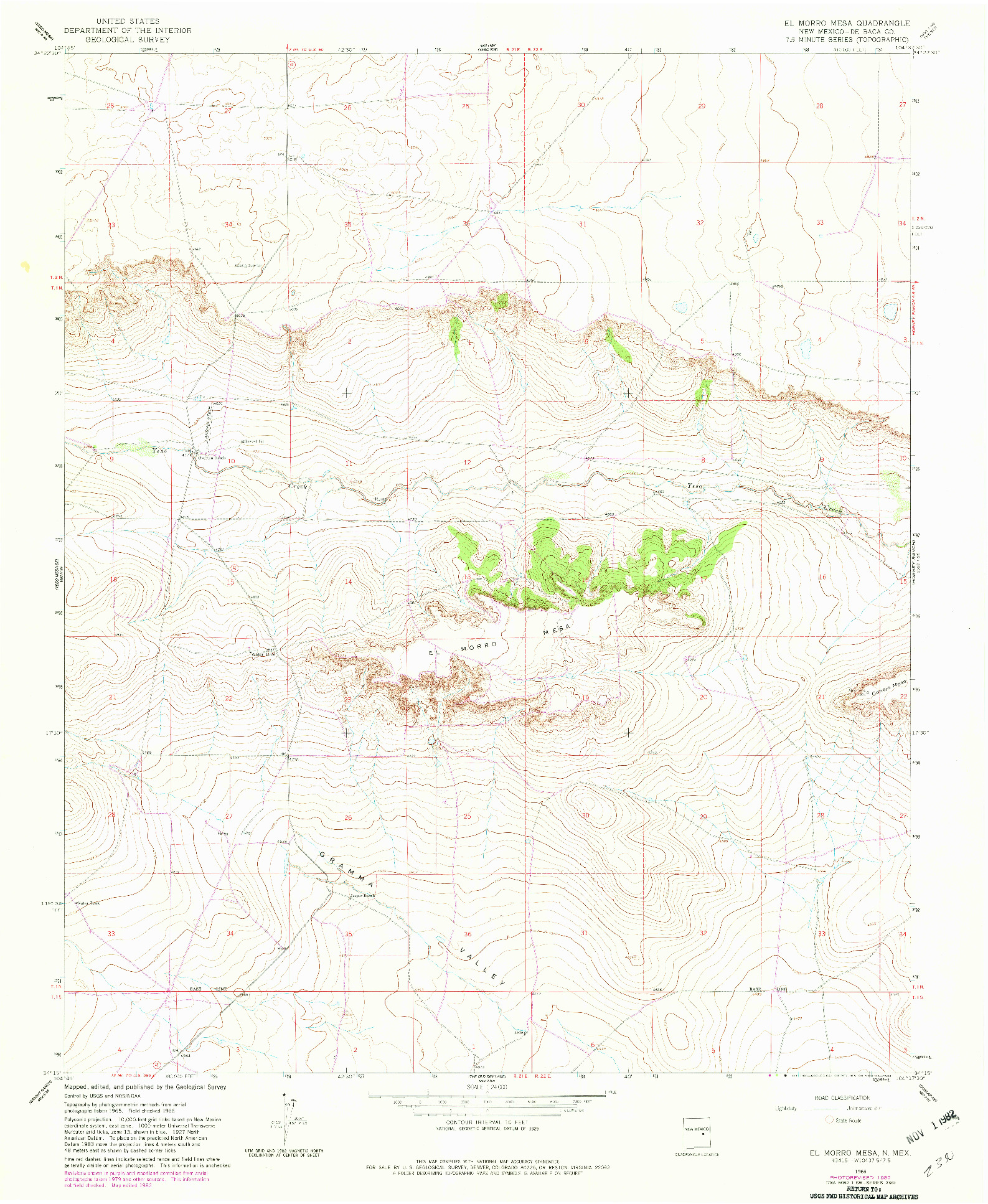 USGS 1:24000-SCALE QUADRANGLE FOR EL MORRO MESA, NM 1966