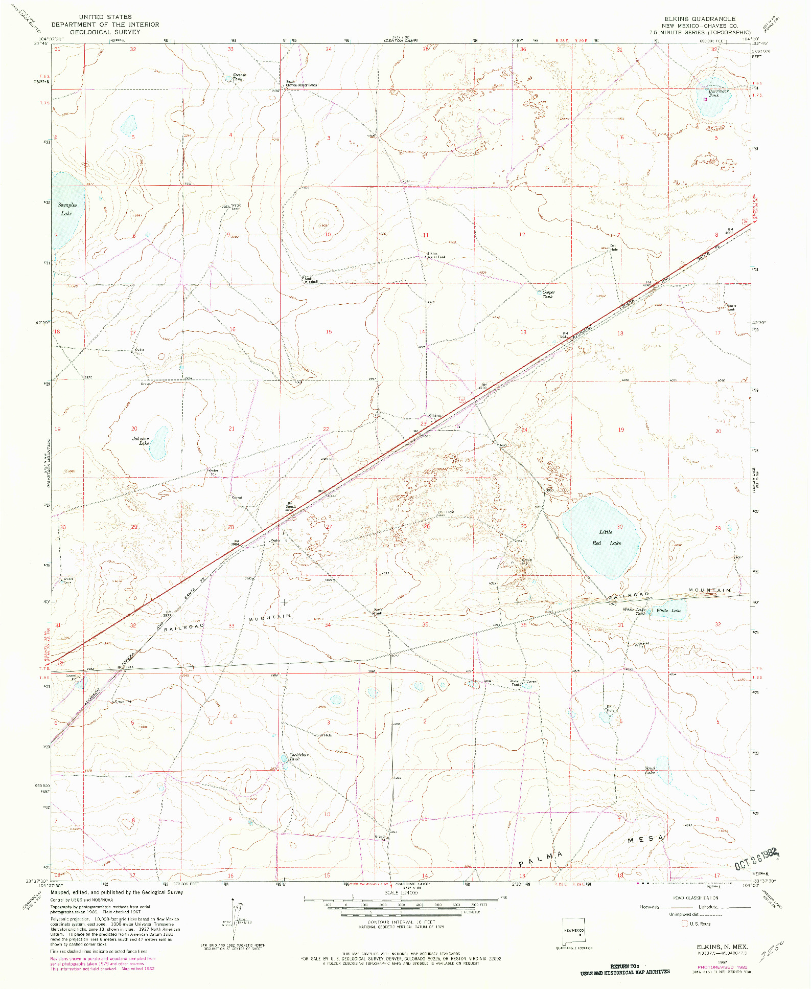 USGS 1:24000-SCALE QUADRANGLE FOR ELKINS, NM 1967