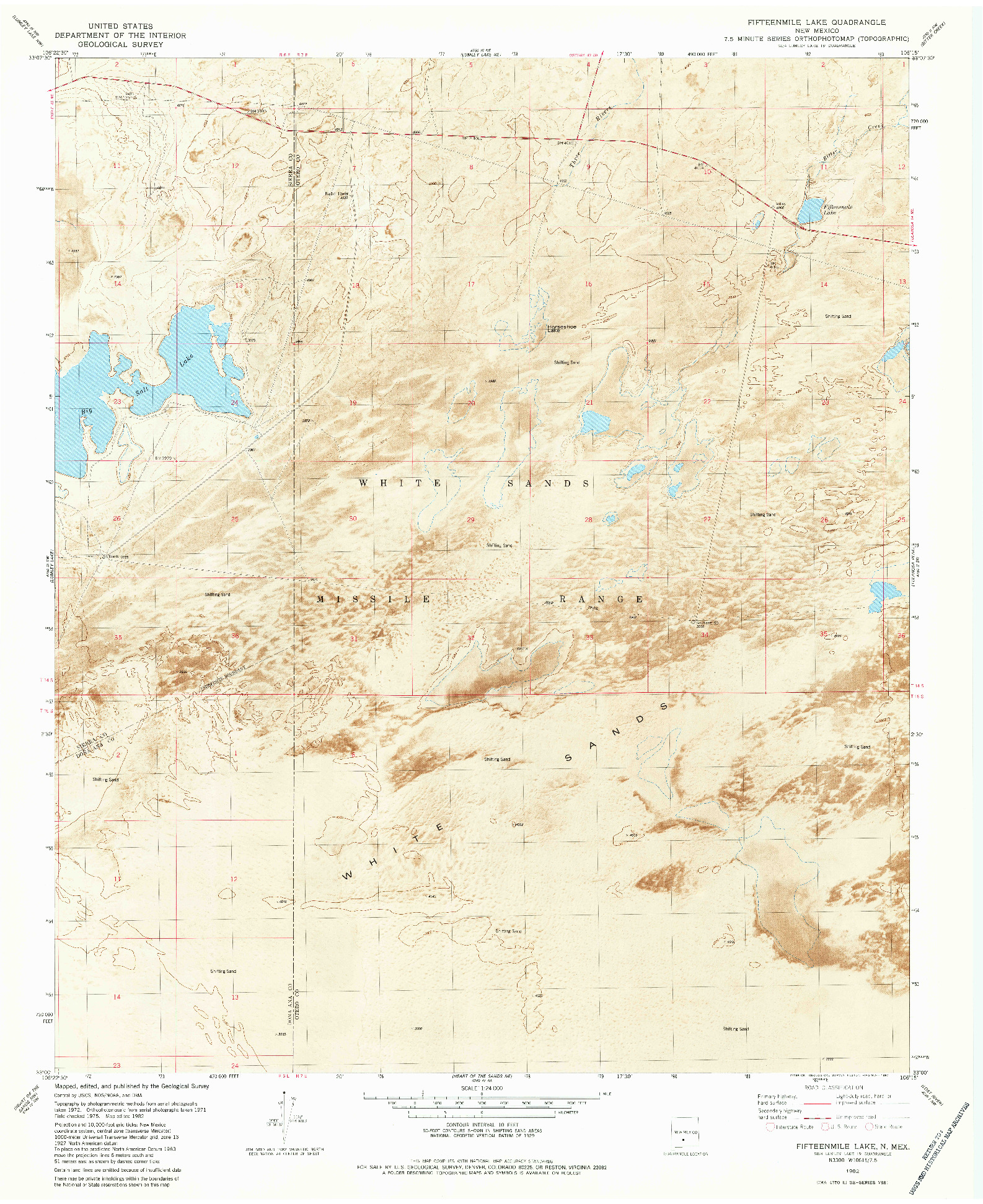 USGS 1:24000-SCALE QUADRANGLE FOR FIFTEENMILE LAKE, NM 1982