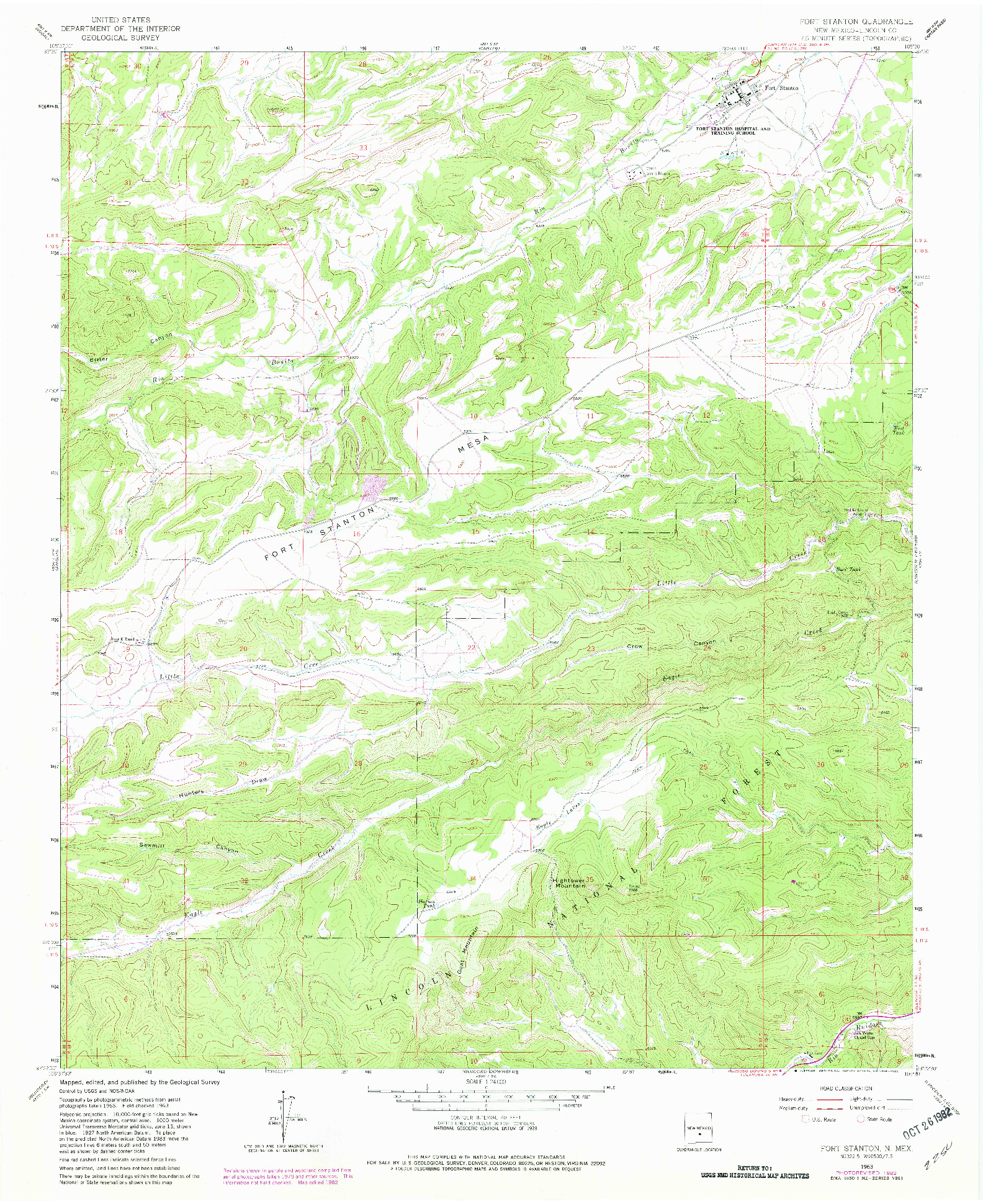 USGS 1:24000-SCALE QUADRANGLE FOR FORT STANTON, NM 1963