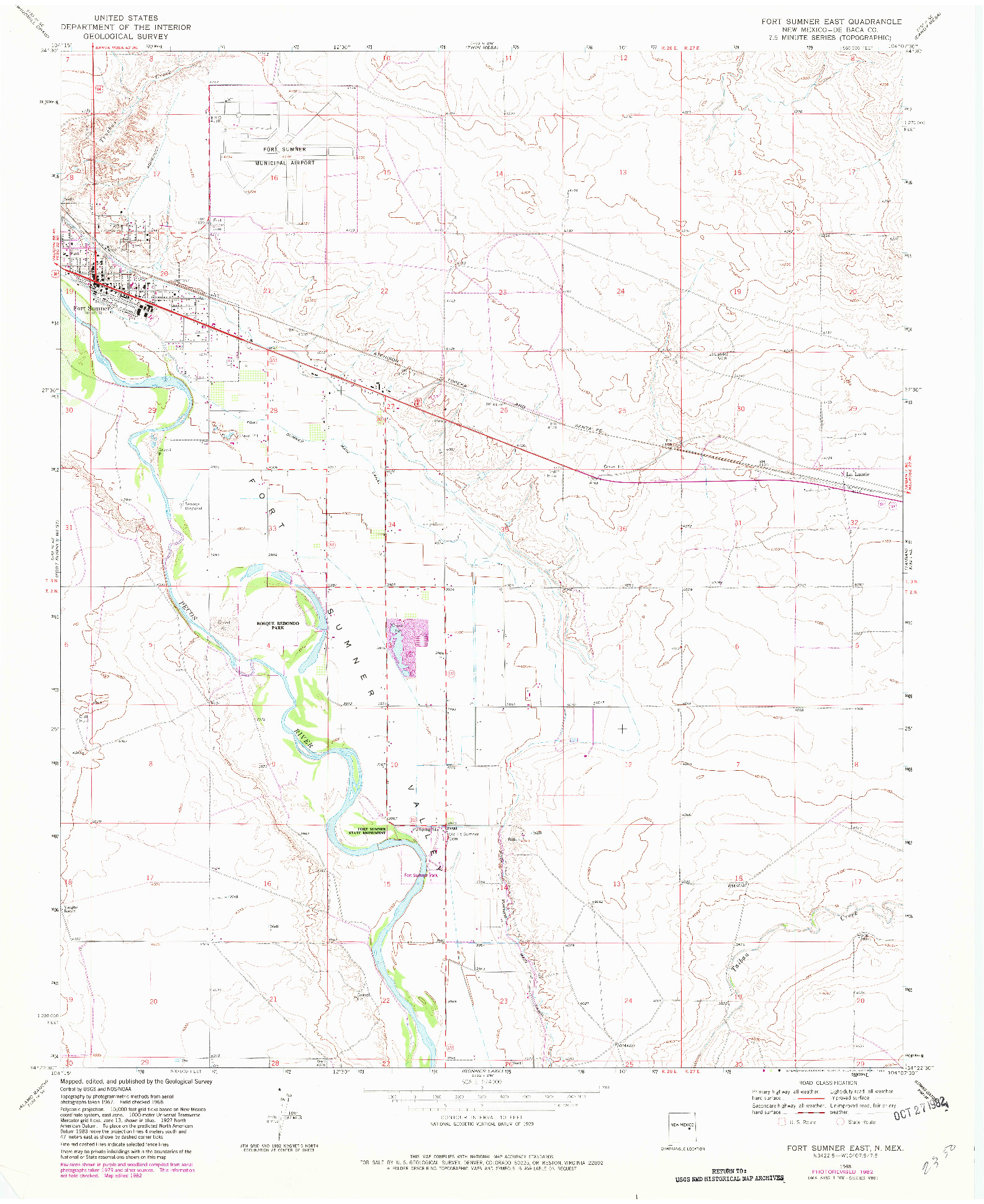 USGS 1:24000-SCALE QUADRANGLE FOR FORT SUMNER EAST, NM 1968