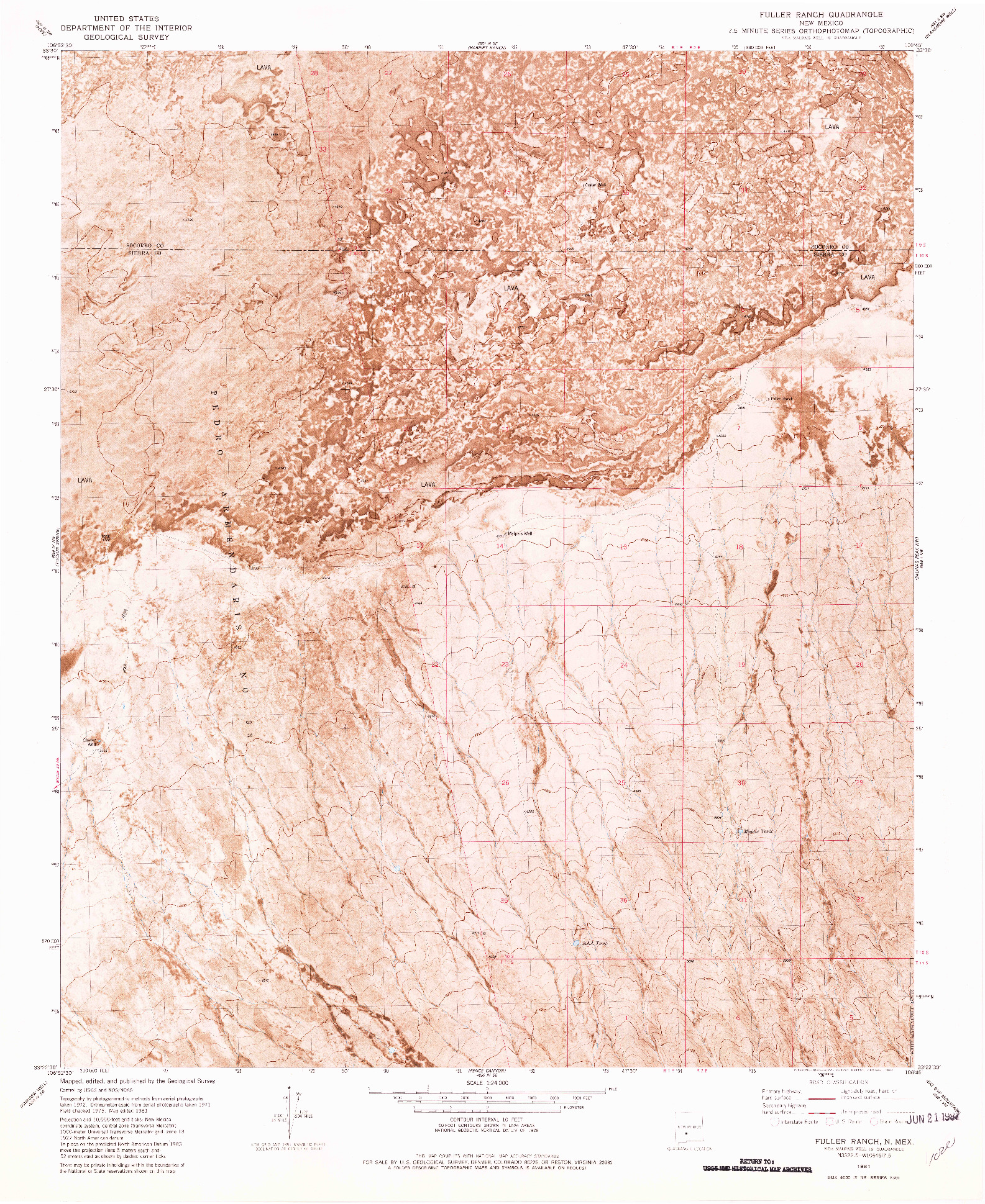 USGS 1:24000-SCALE QUADRANGLE FOR FULLER RANCH, NM 1981