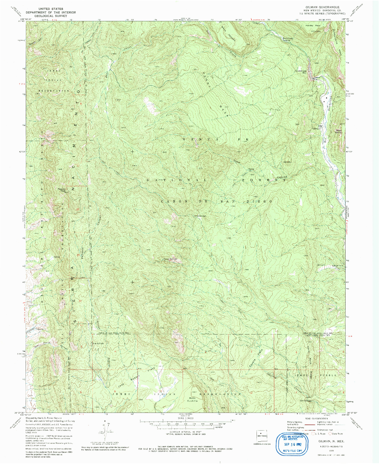 USGS 1:24000-SCALE QUADRANGLE FOR GILMAN, NM 1970