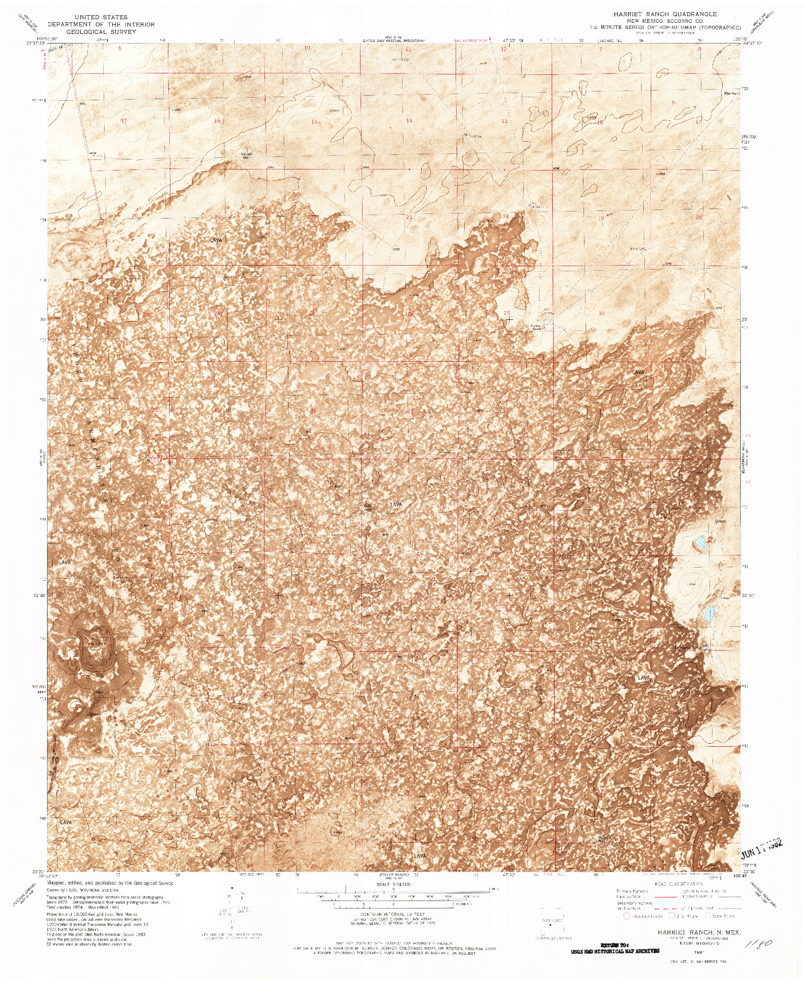 USGS 1:24000-SCALE QUADRANGLE FOR HARRIET RANCH, NM 1981