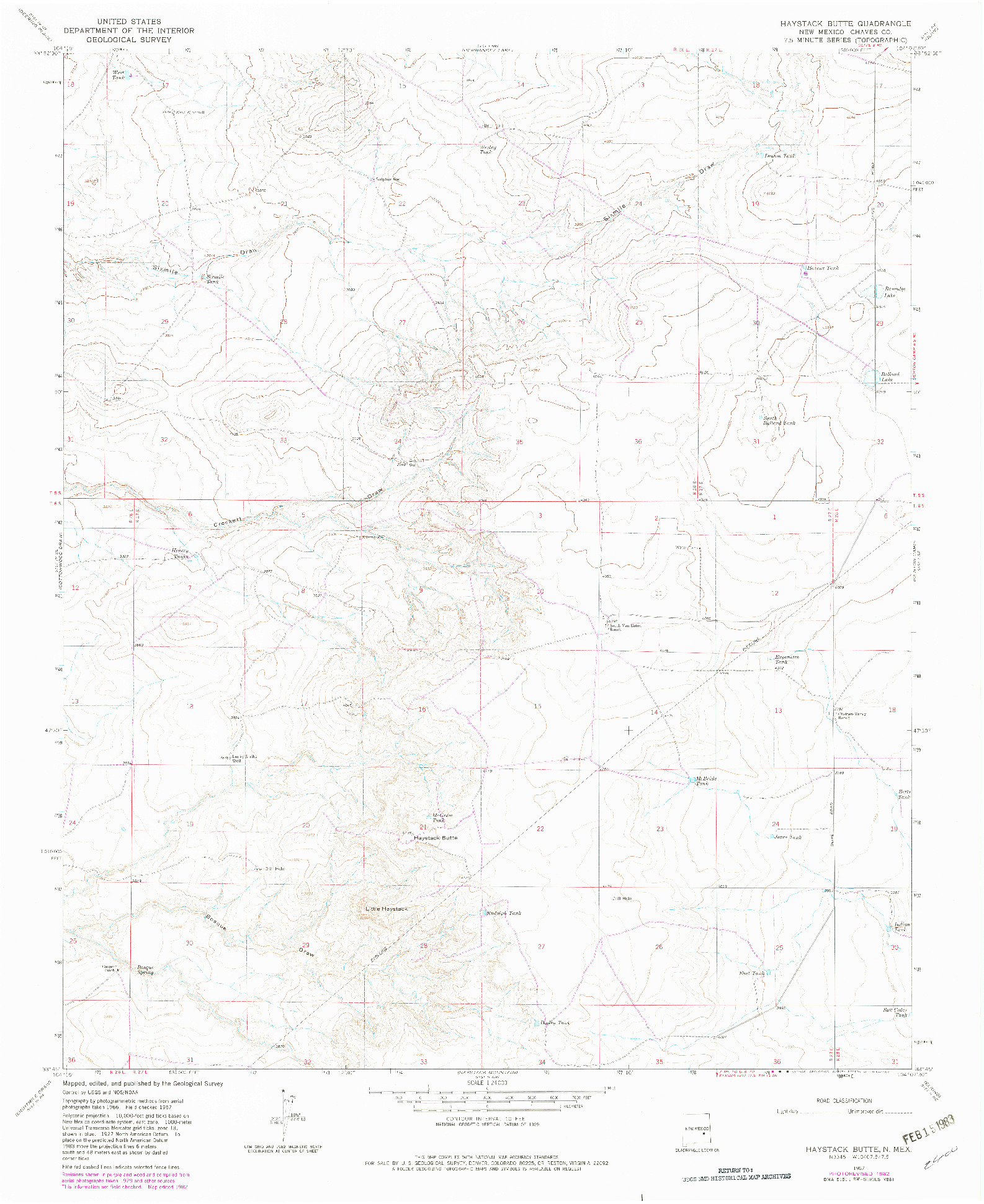 USGS 1:24000-SCALE QUADRANGLE FOR HAYSTACK BUTTE, NM 1967