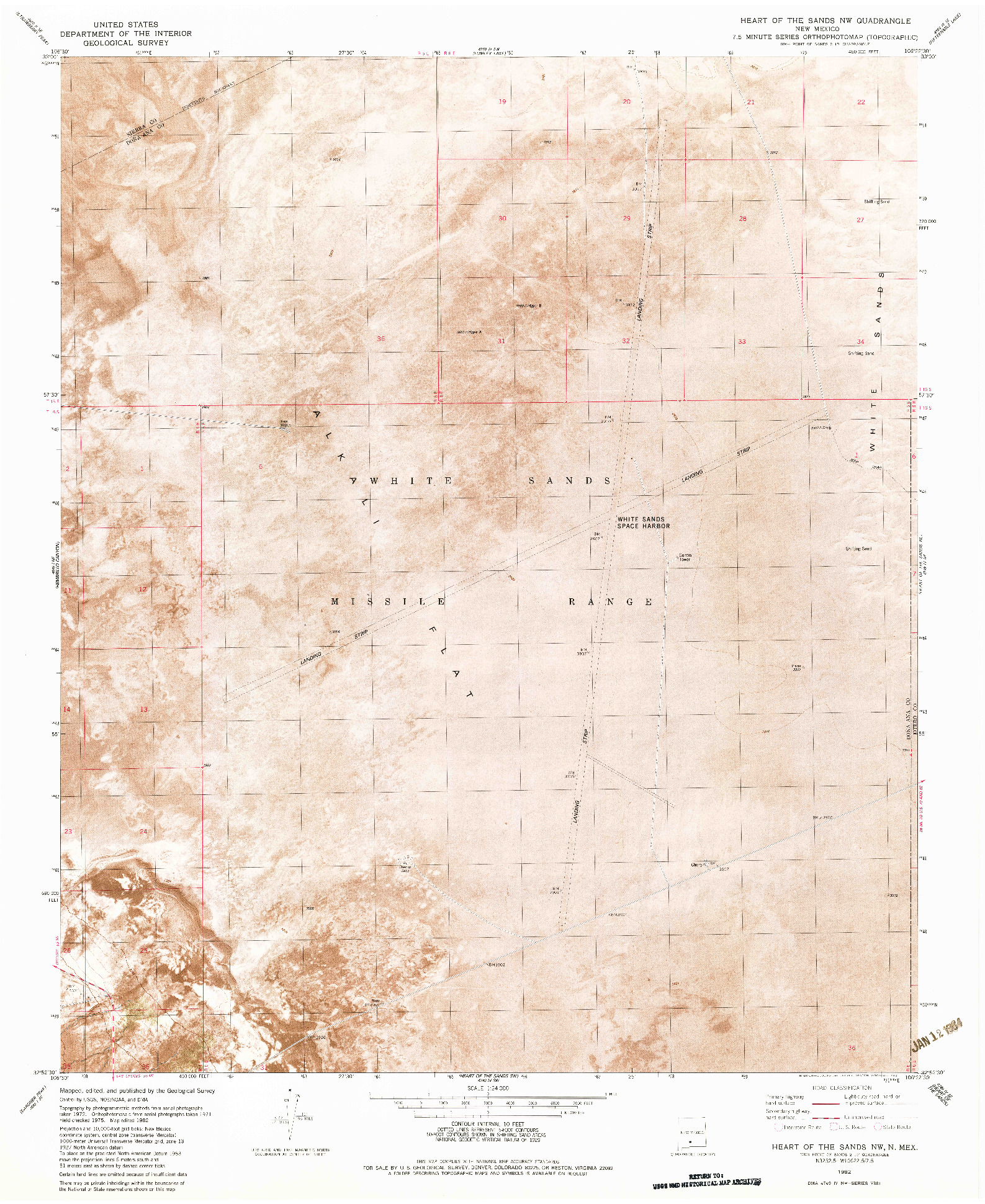 USGS 1:24000-SCALE QUADRANGLE FOR HEART OF THE SANDS NW, NM 1982