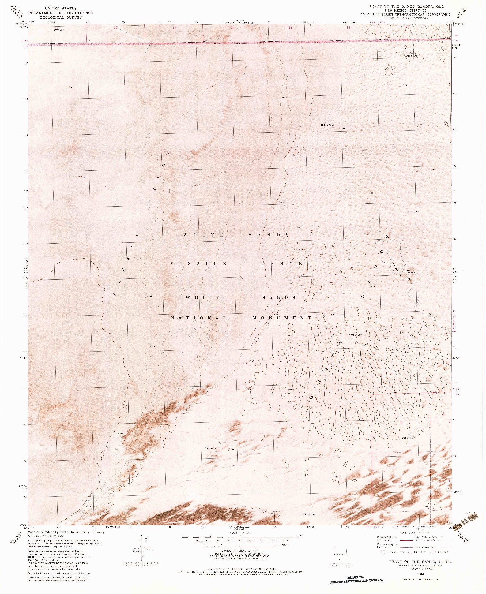 USGS 1:24000-SCALE QUADRANGLE FOR HEART OF THE SANDS, NM 1982