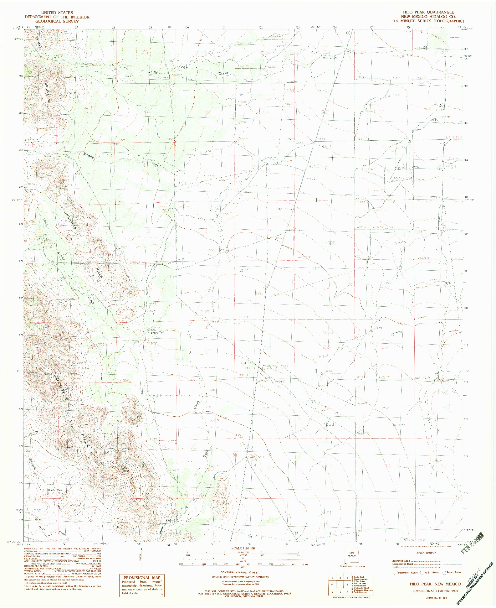 USGS 1:24000-SCALE QUADRANGLE FOR HILO PEAK, NM 1982