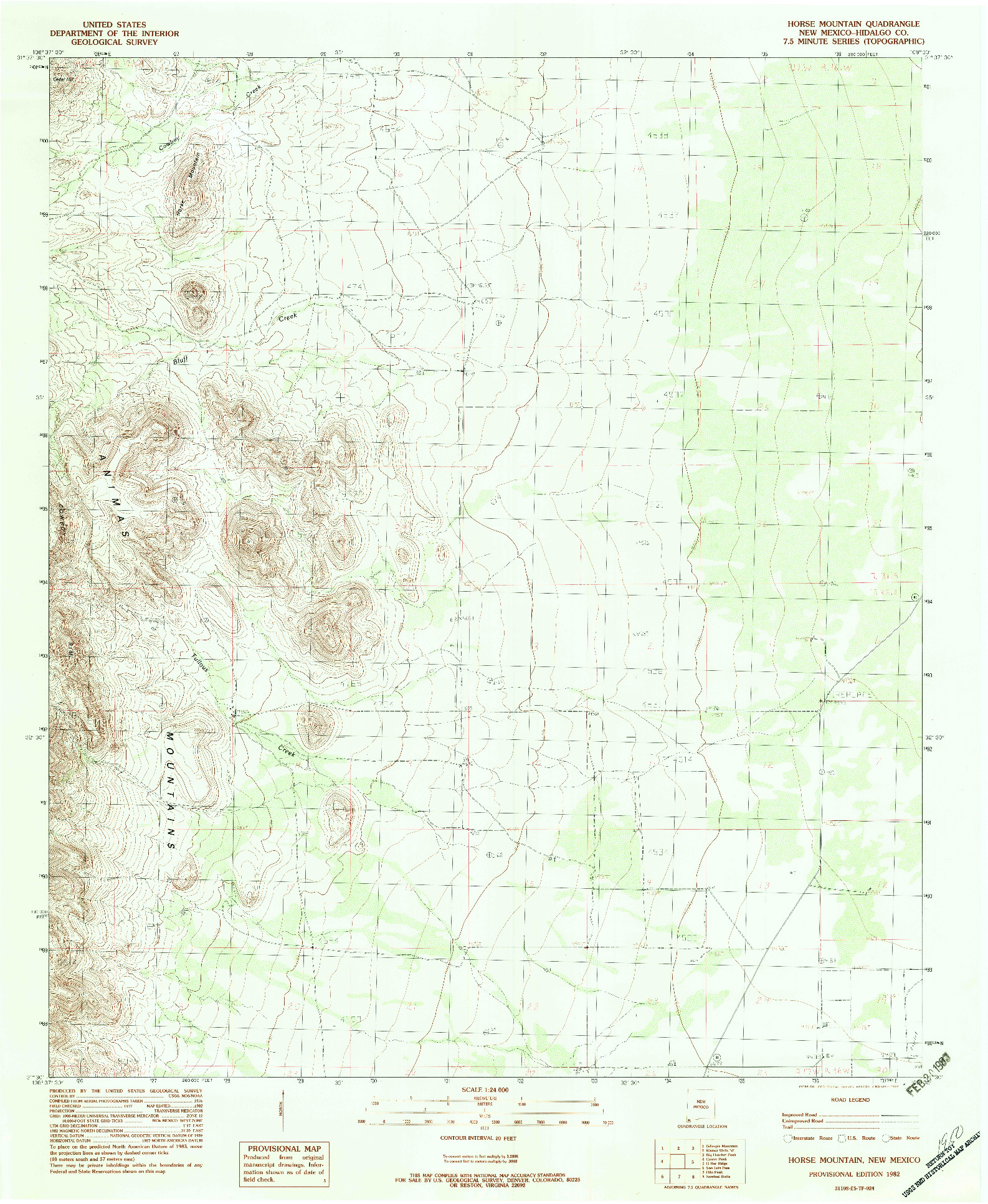 USGS 1:24000-SCALE QUADRANGLE FOR HORSE MOUNTAIN, NM 1982