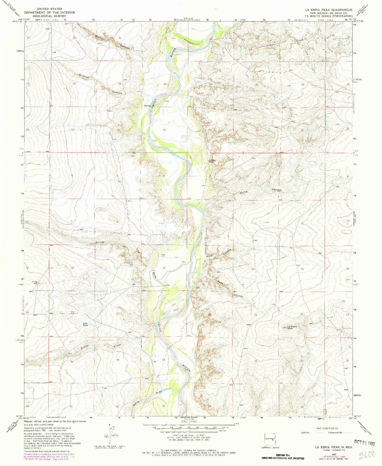 USGS 1:24000-SCALE QUADRANGLE FOR LA ESPIA PEAK, NM 1967