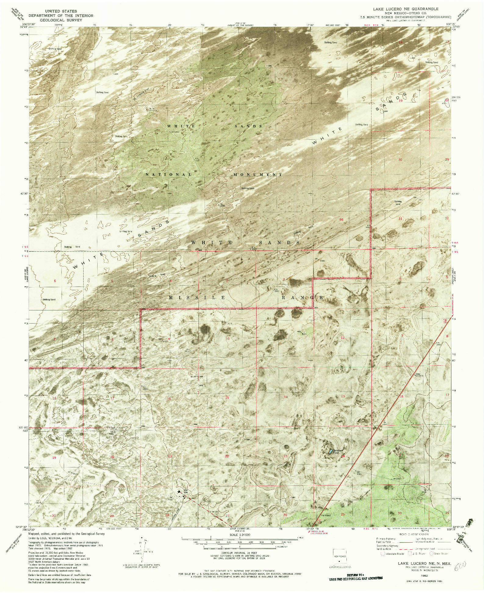 USGS 1:24000-SCALE QUADRANGLE FOR LAKE LUCERO NE, NM 1982
