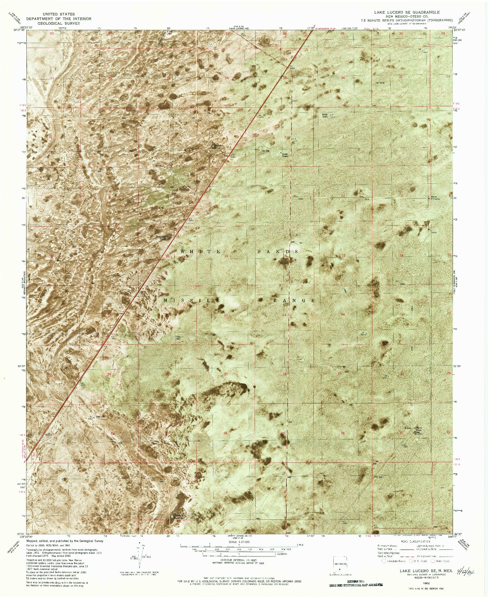 USGS 1:24000-SCALE QUADRANGLE FOR LAKE LUCERO SE, NM 1982