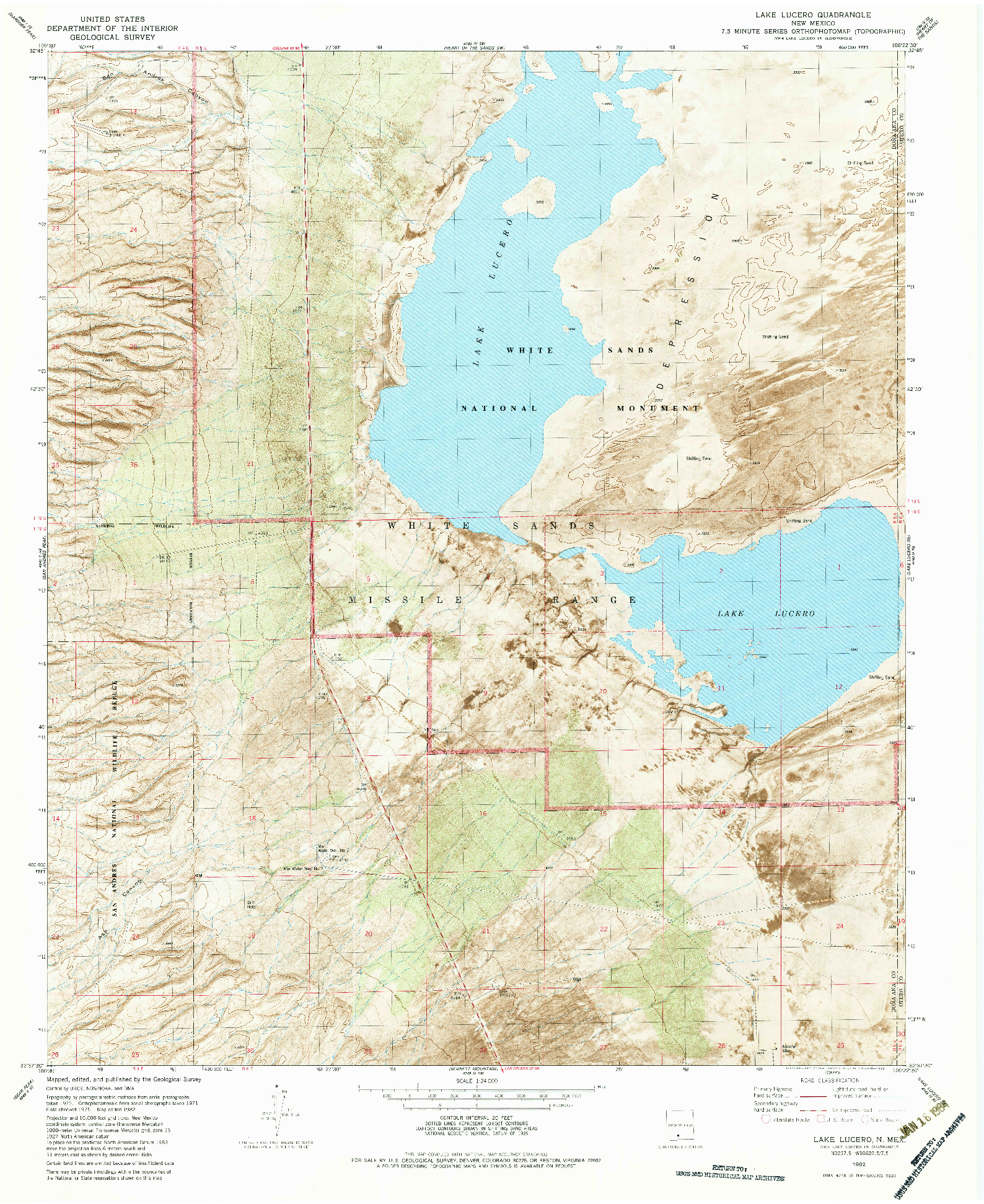 USGS 1:24000-SCALE QUADRANGLE FOR LAKE LUCERO, NM 1982